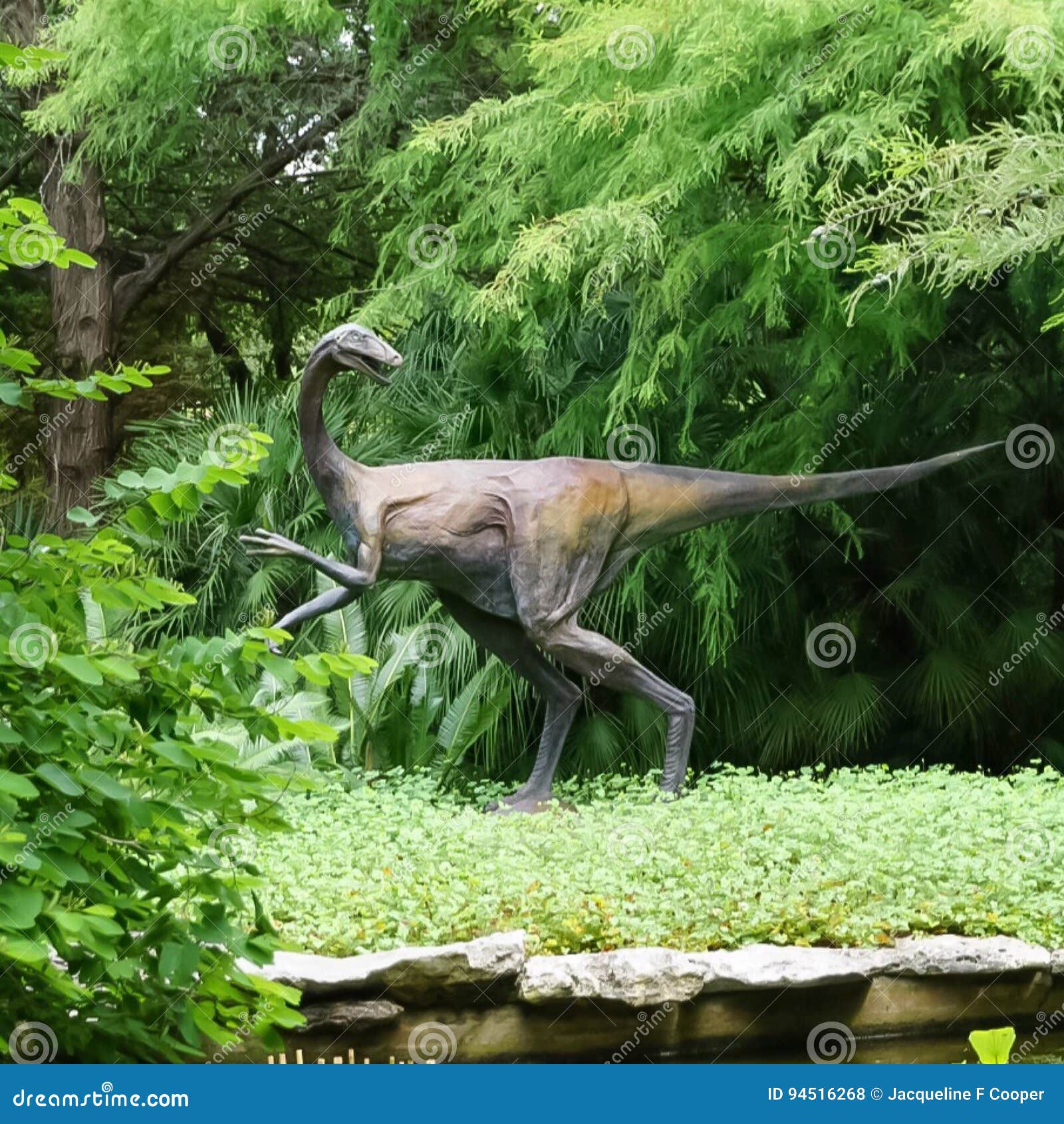 A Dinosaur Statue In Zilker Botanical Garden In Austin Texas