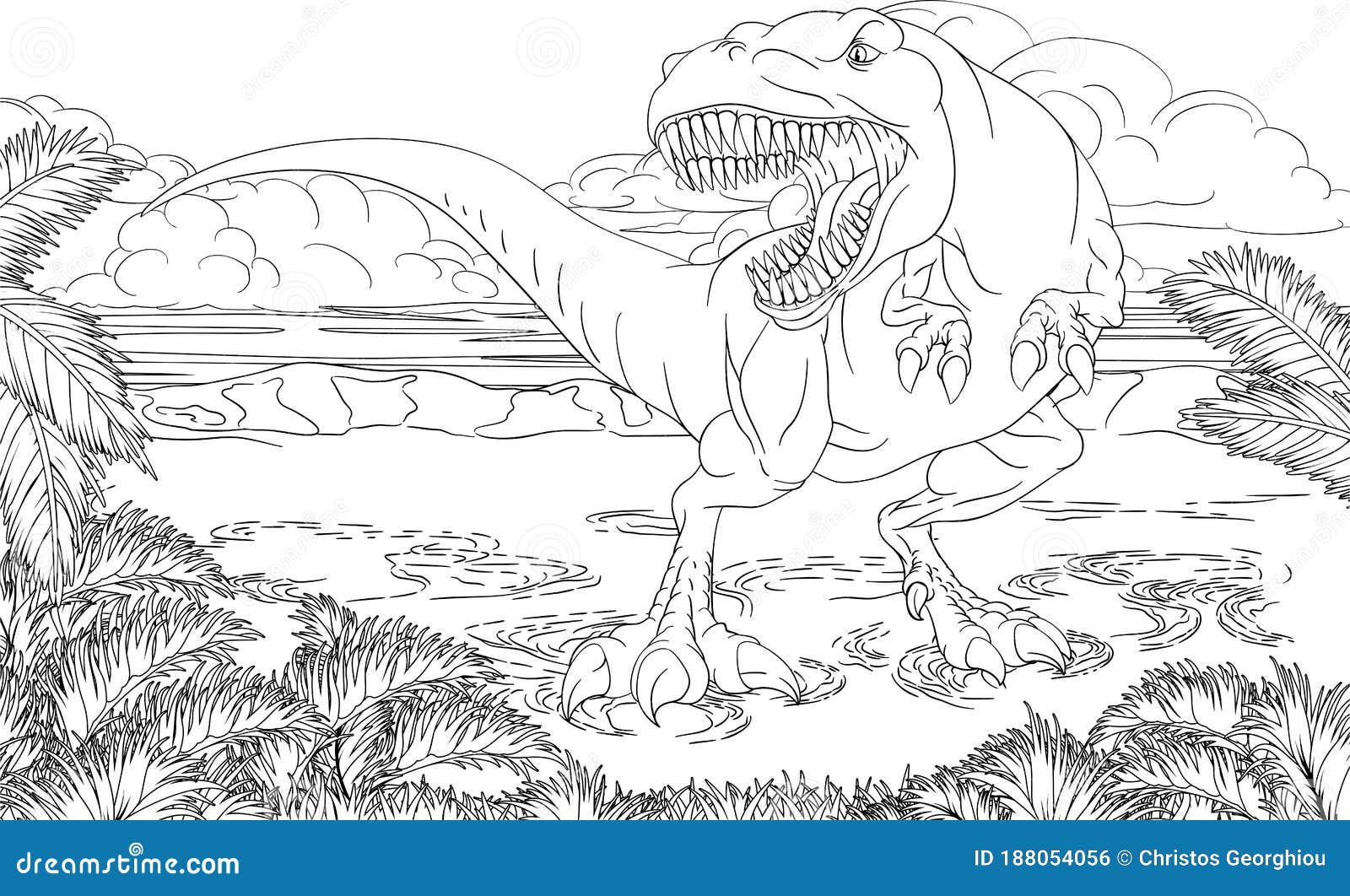 Fierce T-rex grátis para imprimir e colorir imagem