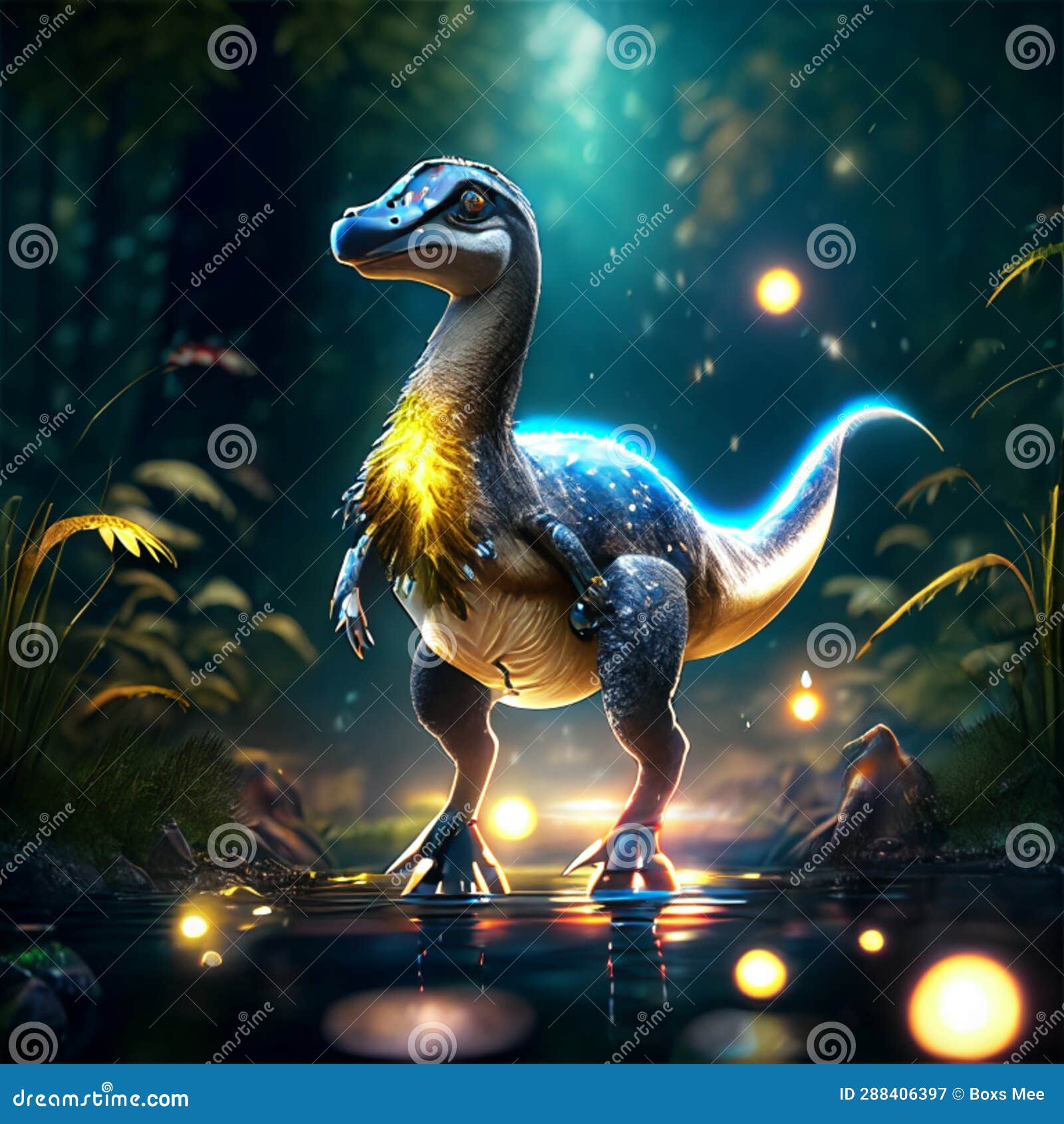 Dinosaur in the Water. 3d Rendering, 3d Illustration Stock Illustration Illustration of