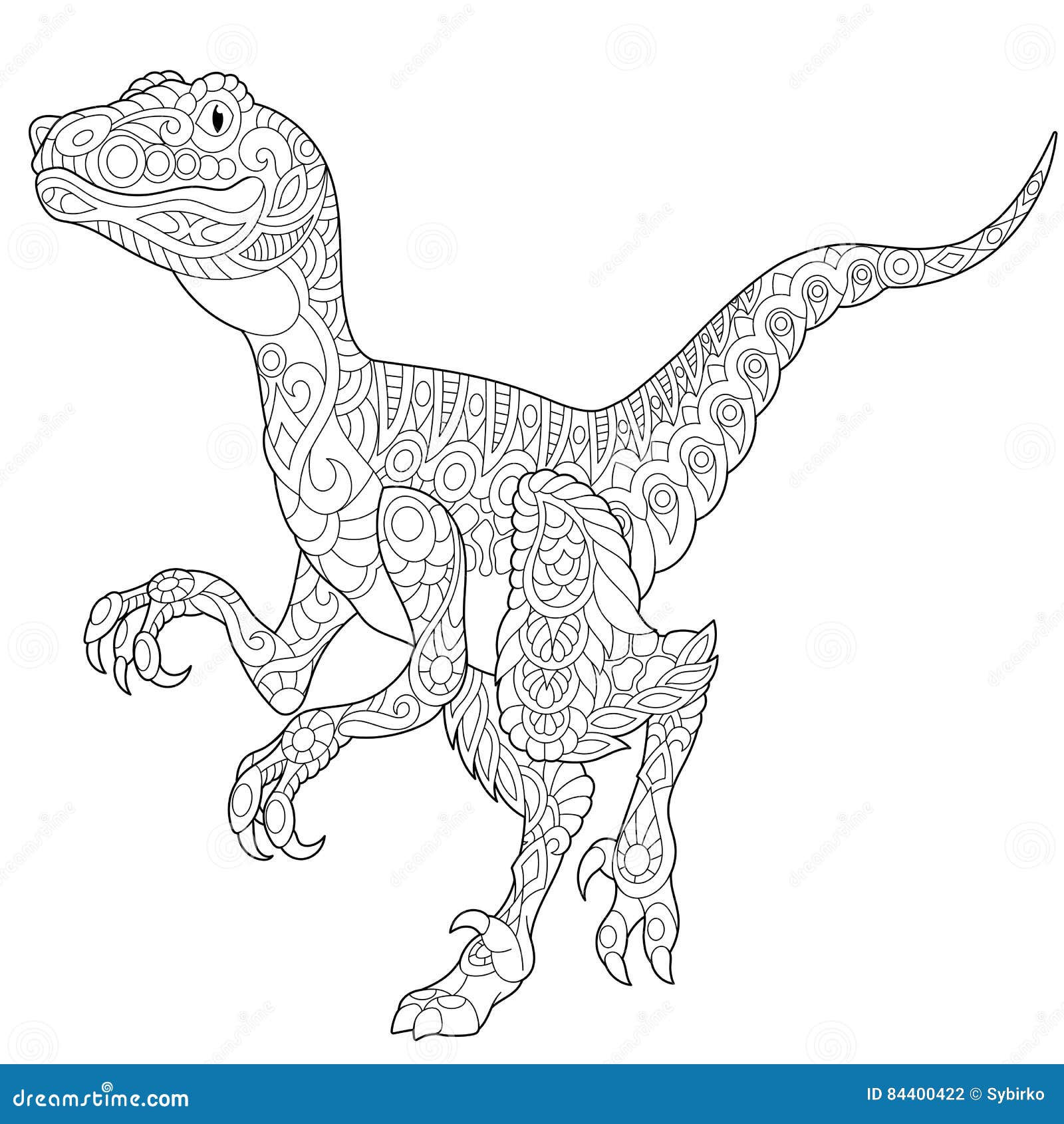 Dinosaure De Velociraptor De Zentangle Illustration de Vecteur ...