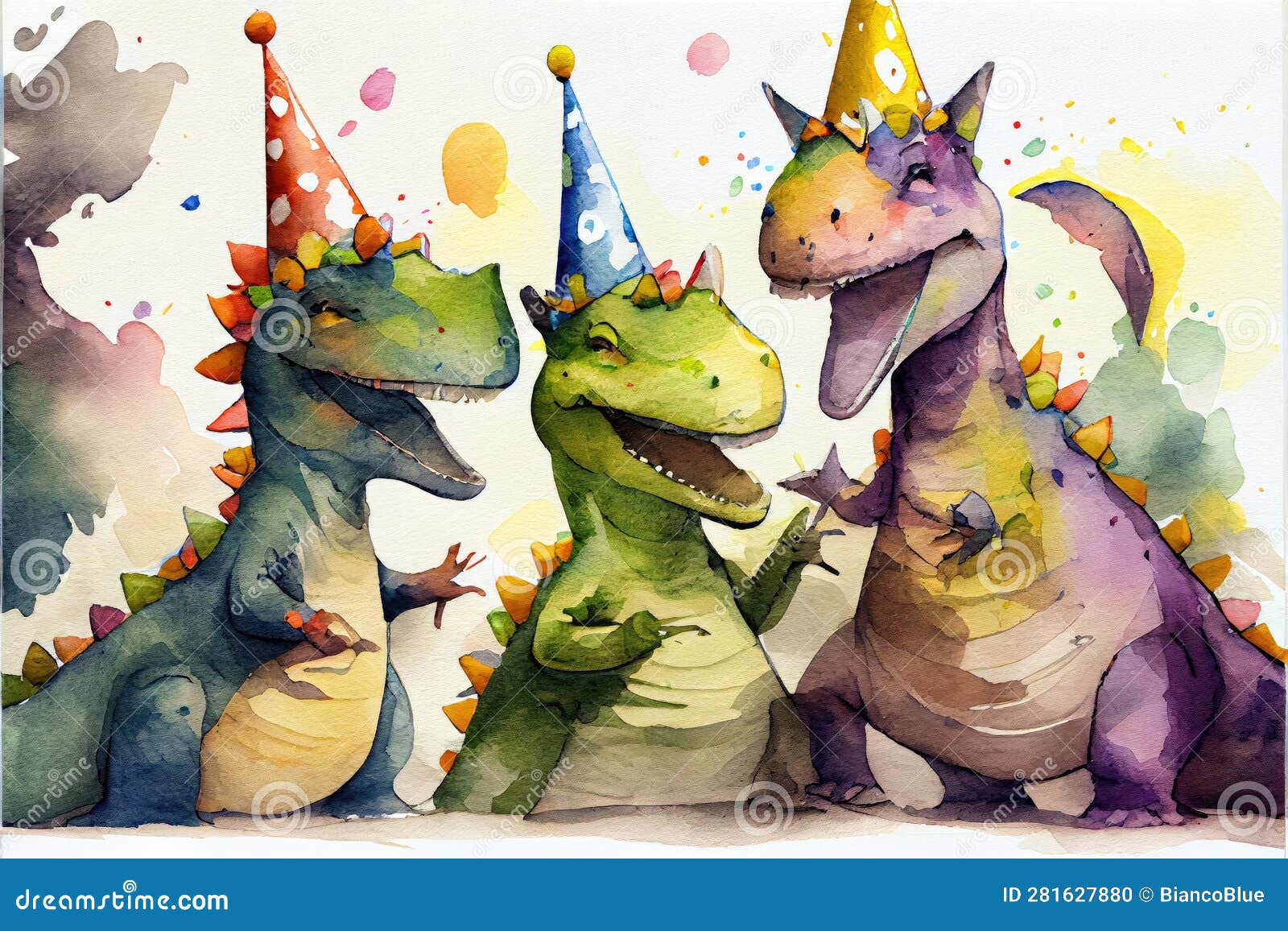 Fête D'anniversaire De Dinosaure Mignon Avec Illustration De