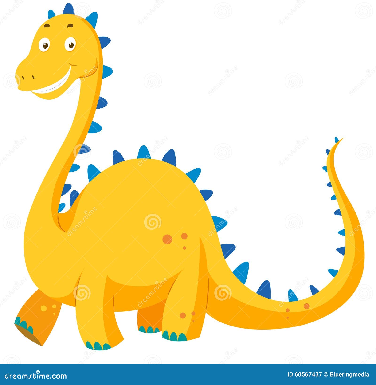 Dinosaurio Amarillo Lindo Con El Cuello Largo Ilustración del Vector -  Ilustración de elemento, hielo: 60567437