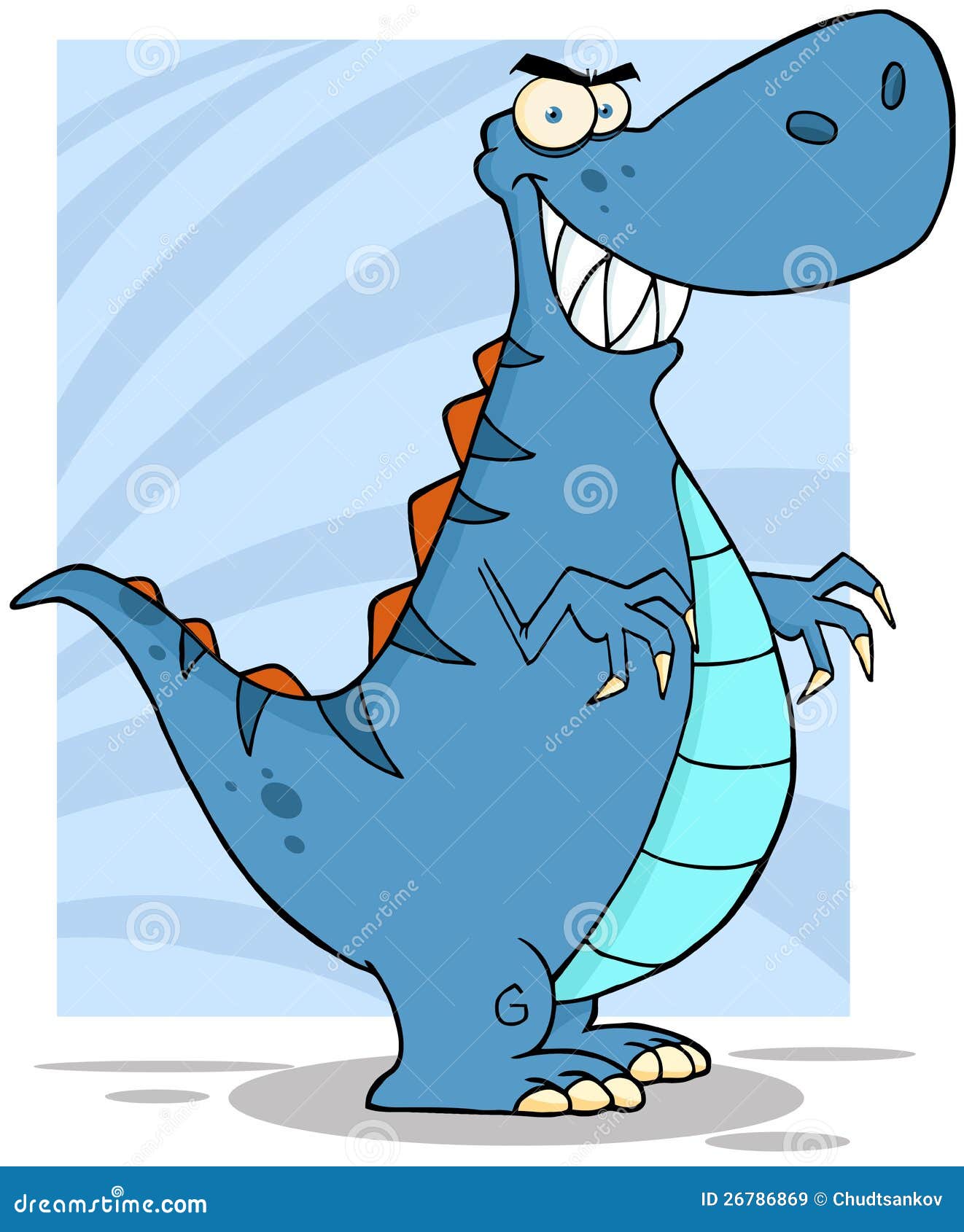 Dinosaurio azul enojado ilustración del vector. Ilustración de reptil -  26786869
