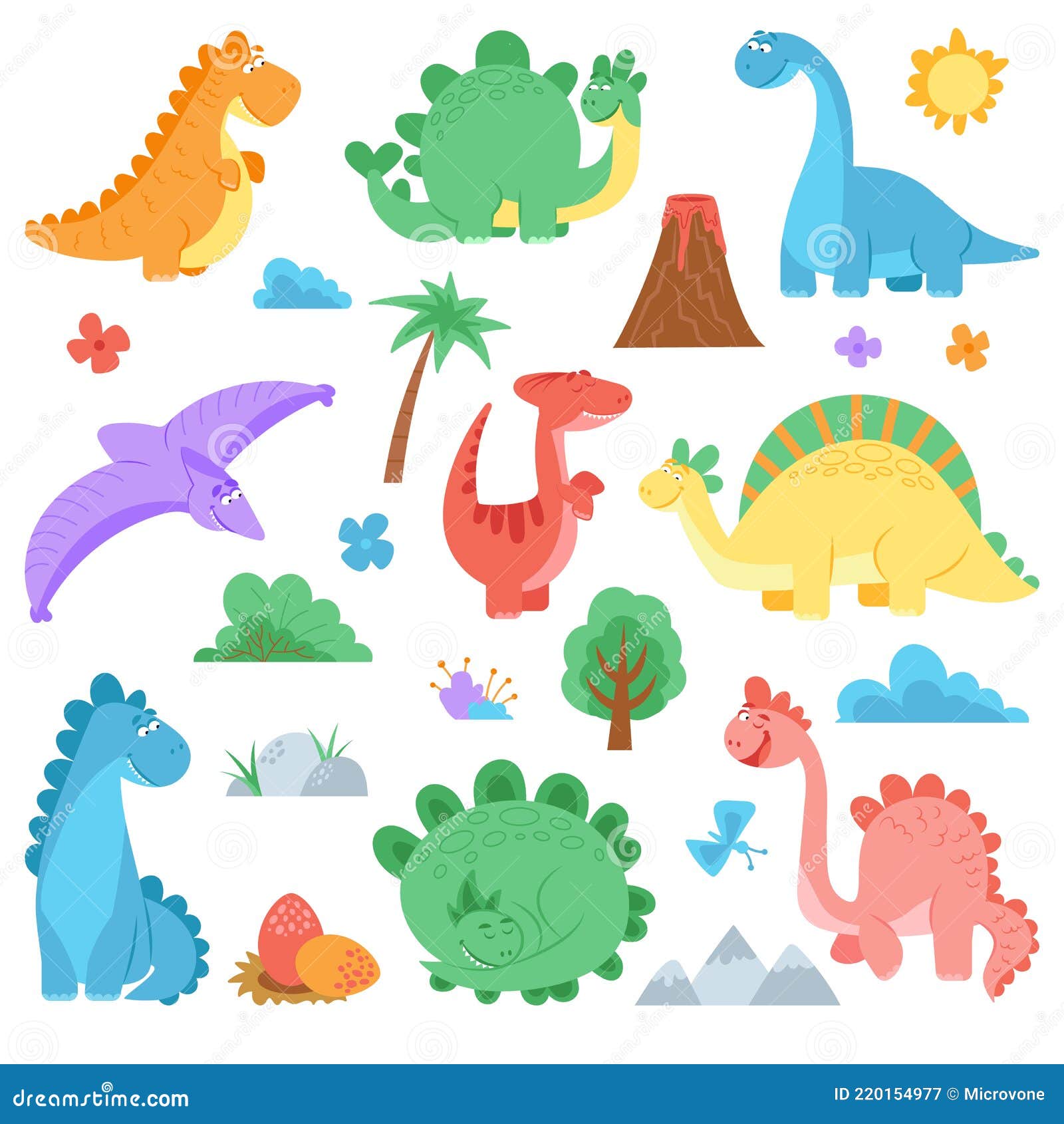 Dinosaurio De Dibujos Animados. Lindos Colores Dinosaurios Dinosaurios  Animales Salvajes. Personajes Divertidos Depredadores. Infa Ilustración del  Vector - Ilustración de cubo, bebé: 220154977