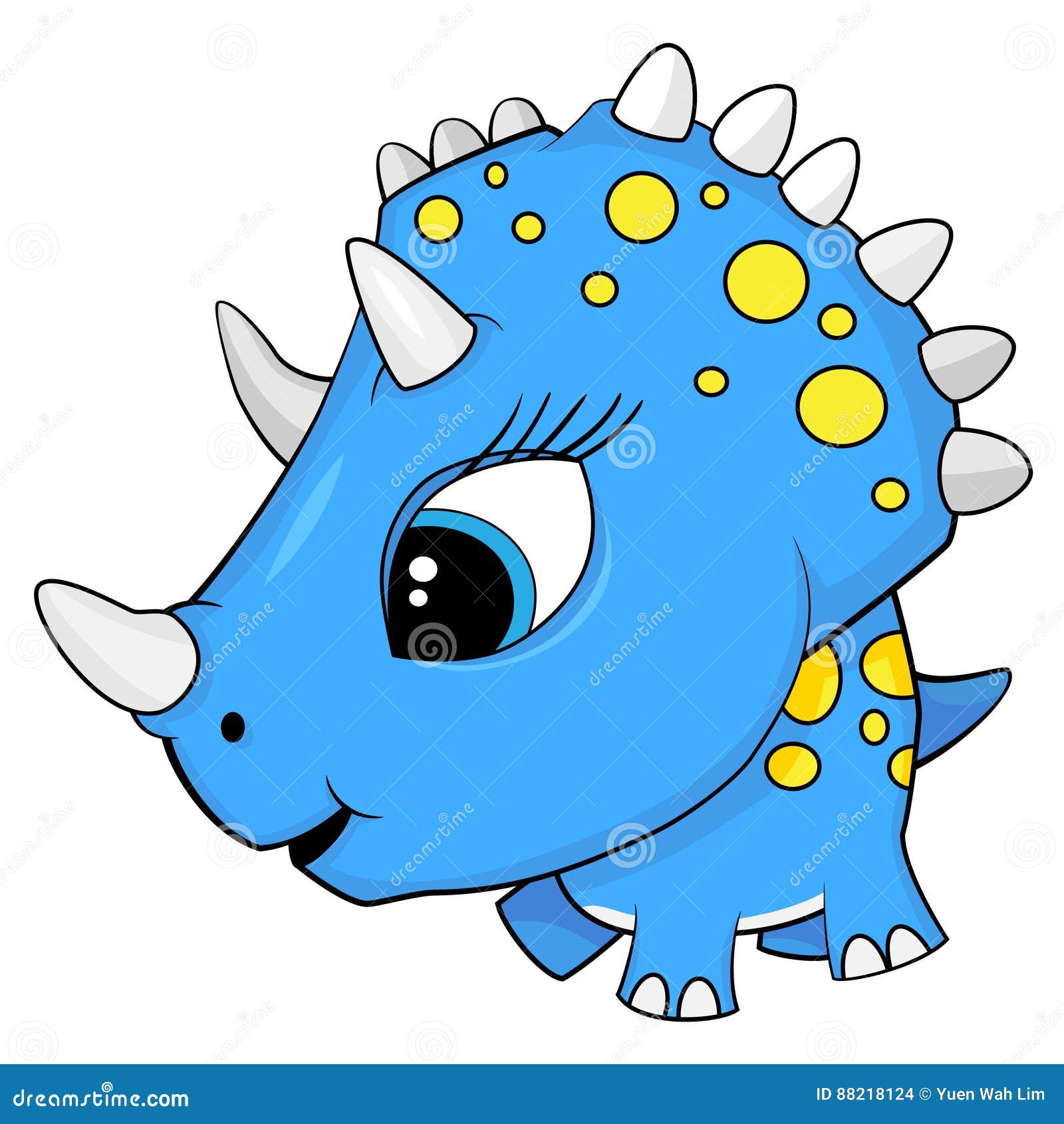 Dinosaurio Del Triceratops Del Bebé Azul De La Historieta Ilustración del  Vector - Ilustración de aislado, dino: 88218124