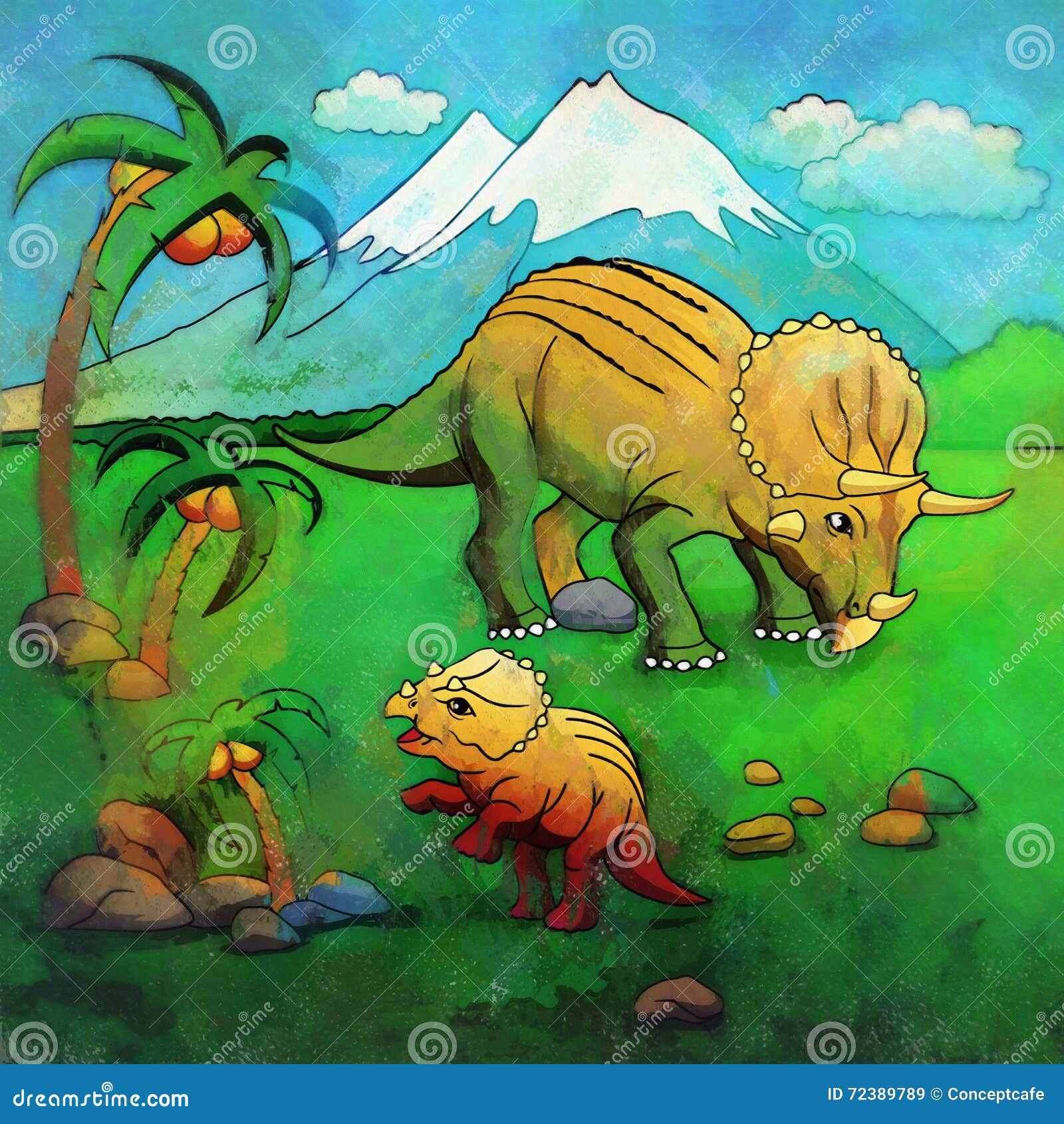 Dinosaurio En El Hábitat Ejemplo Del Triceratops Stock de ilustración - Ilustración de arte, fondo: 72389789 Dinosaurio En El Hábitat Ejemplo Del Triceratops Stock de ilustración - Ilustración de arte, fondo: 72389789