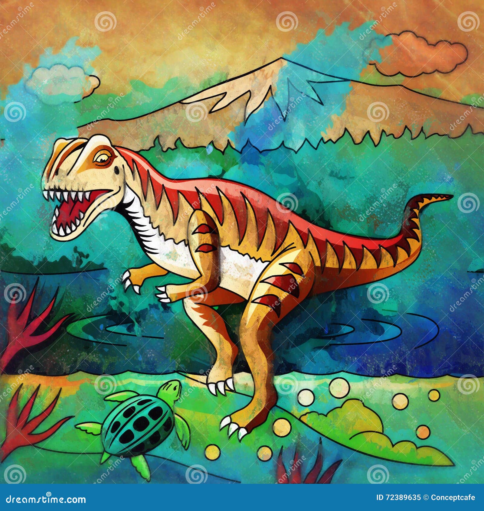 Dinosaurio En El Hábitat Ejemplo Del Velociraptor Stock de ilustración -  Ilustración de rapaz, dino: 72389635