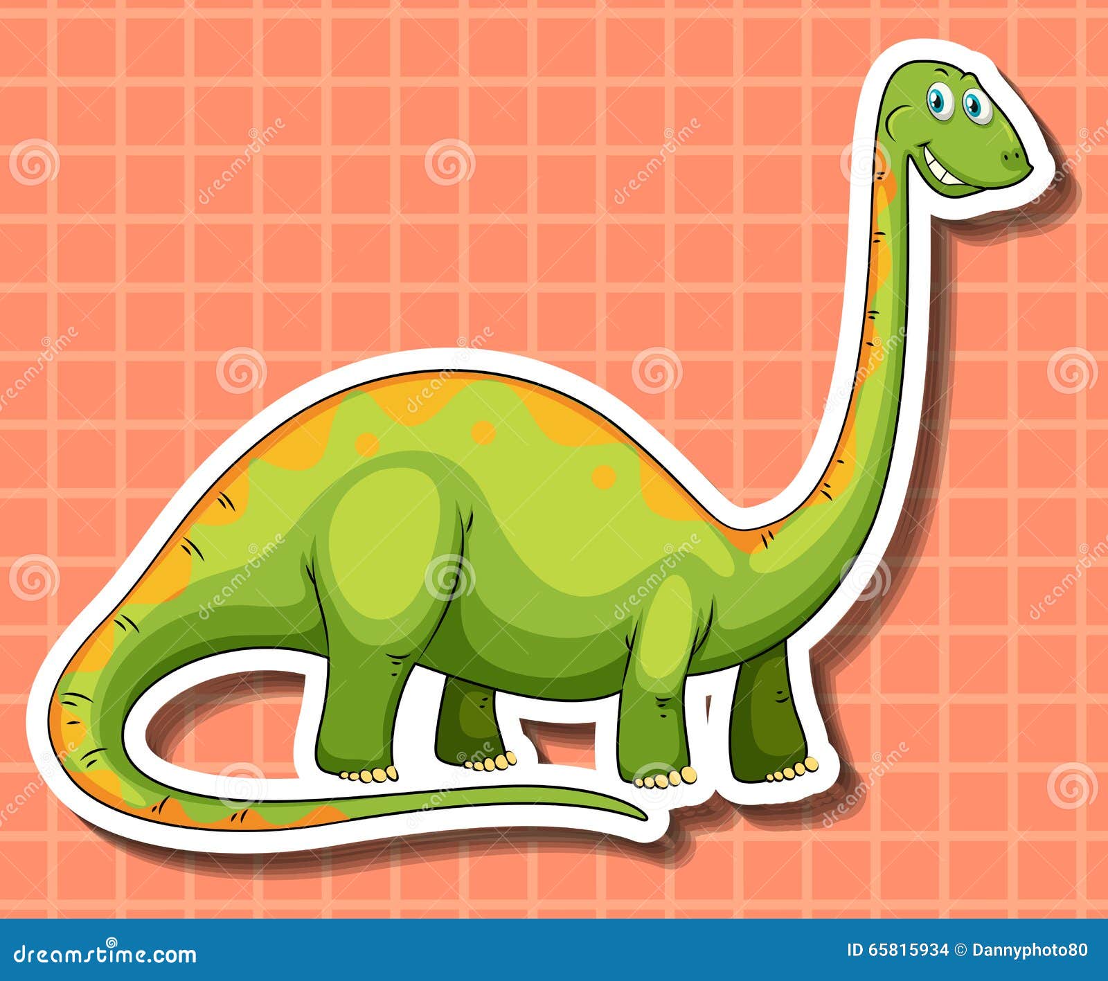 Dinosaurio Verde Con El Cuello Largo Ilustración del Vector - Ilustración  de imagen, cuadro: 65815934