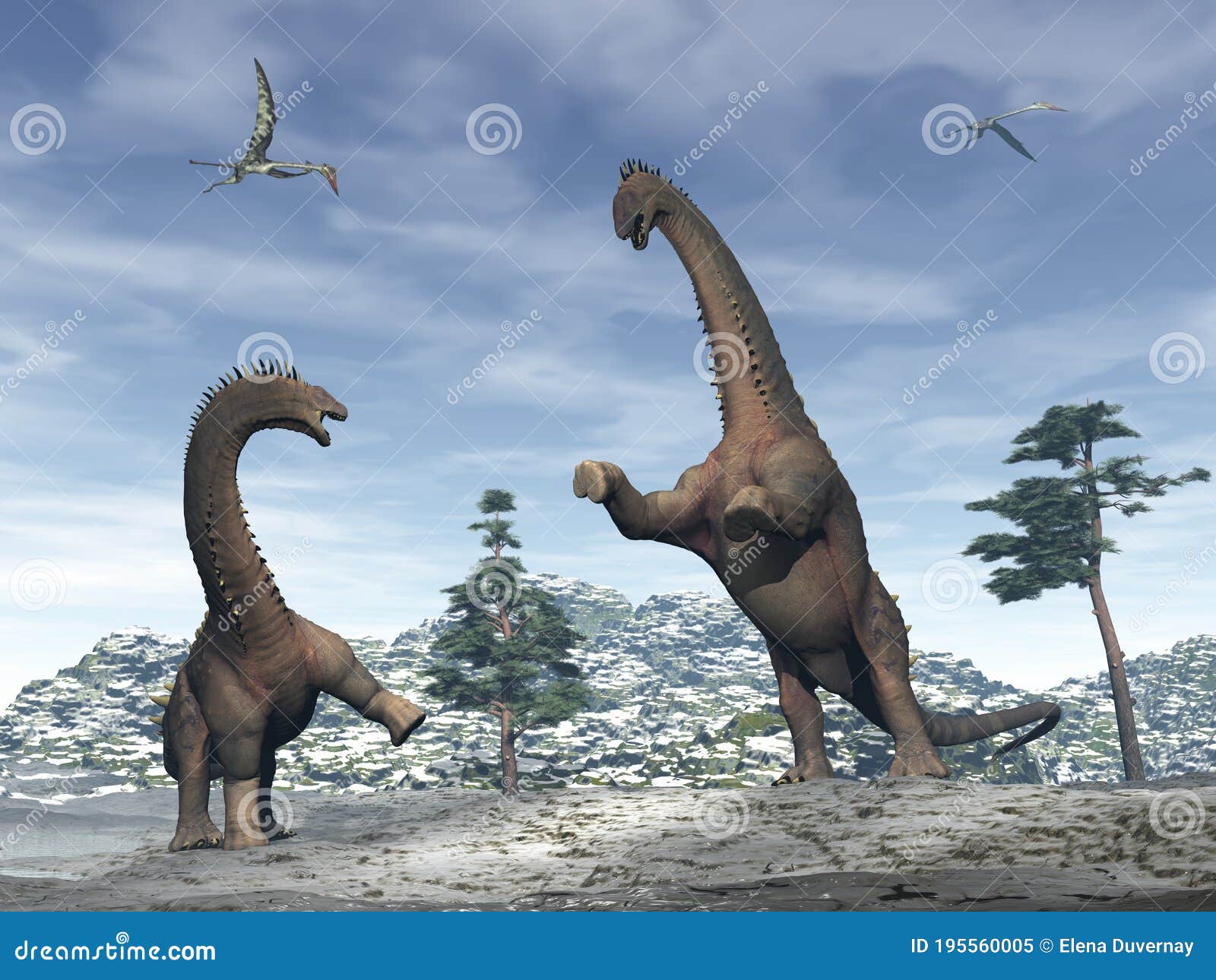 Dinosaurios Alamosaurios Peleando En La Rencilla 3d Stock de ilustración -  Ilustración de primitivo, exterior: 195560005