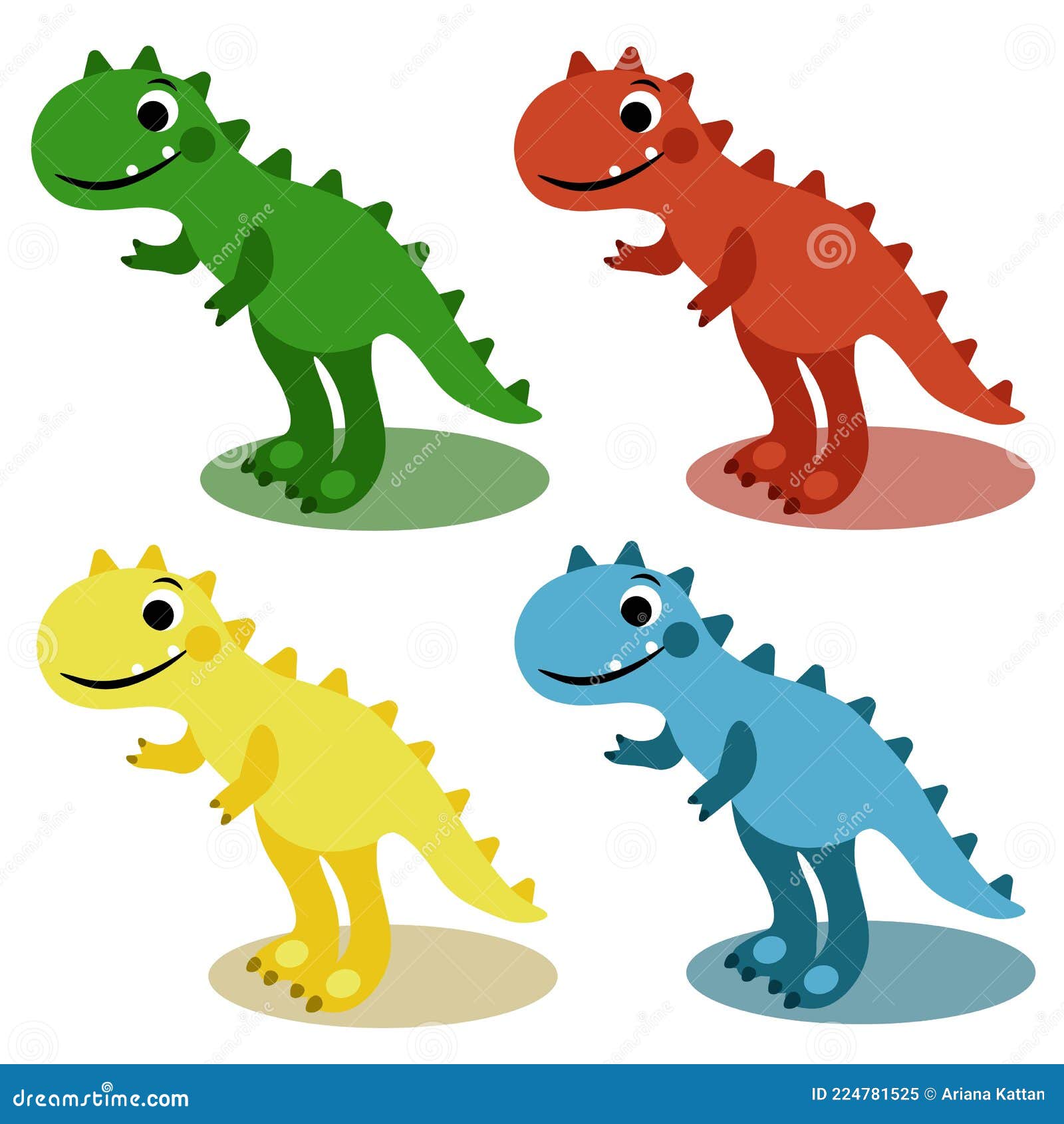 Dinosaurios Divertidos Montados En Diferentes Colores Ilustración Para  Niños. Diseño Para Niños De Afiches Envolver Impresión De F Ilustración del  Vector - Ilustración de lindo, dino: 224781525