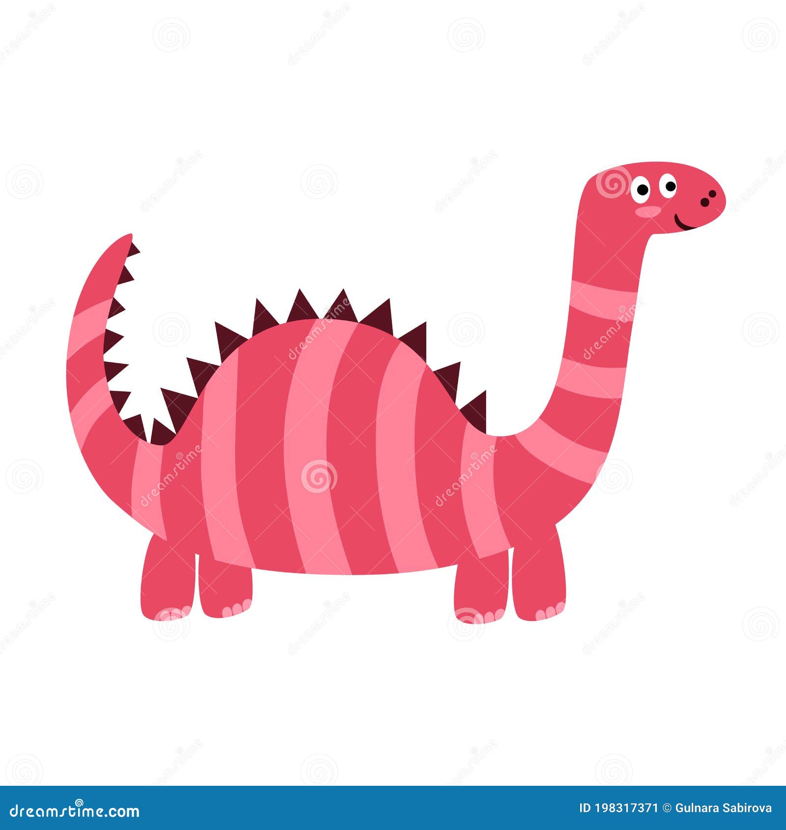 Diplodocus Rosa Bonito Em Um Fundo Branco. Ilustração Vetorial Com