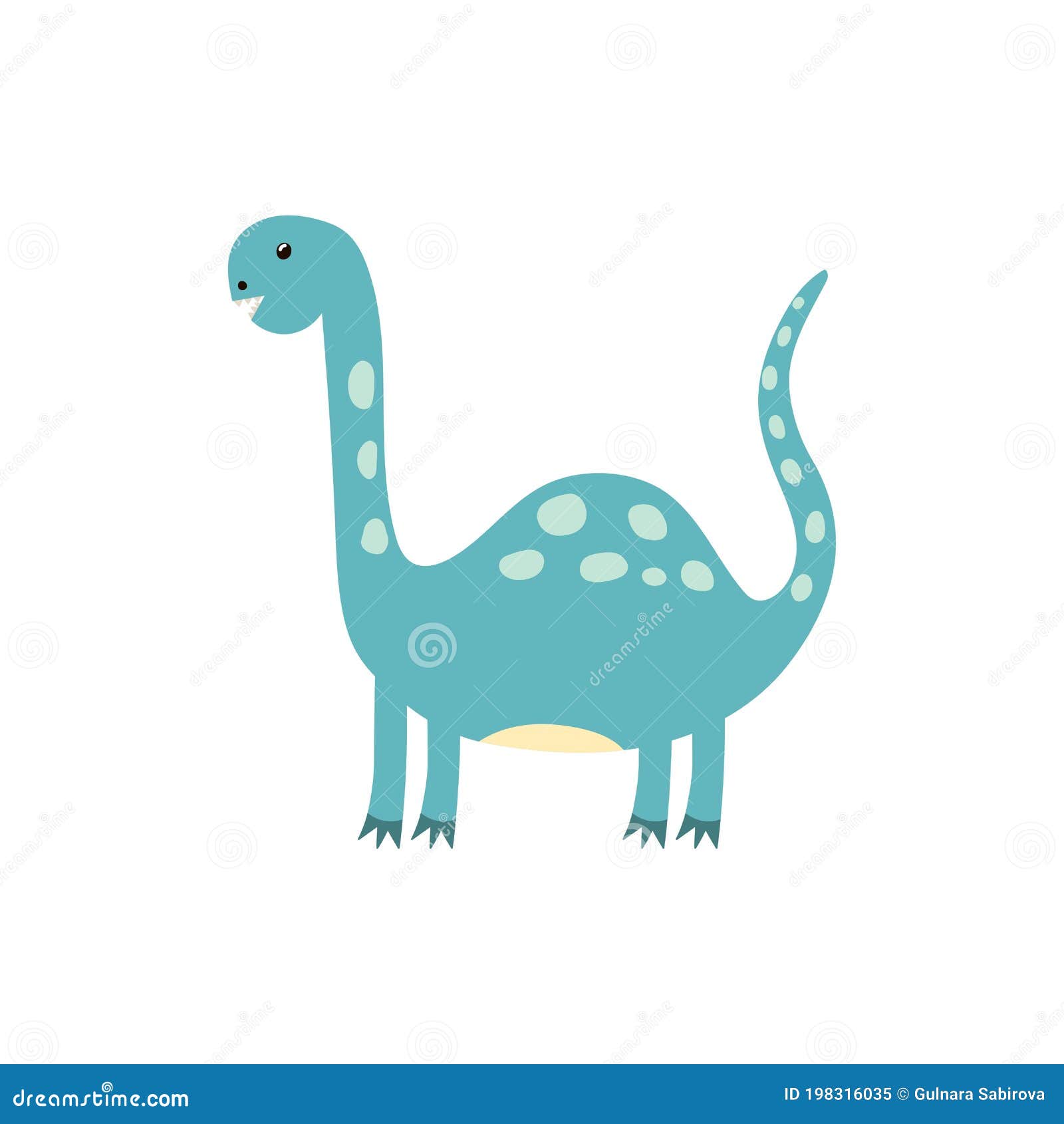 Desenho Infantil Bonito Dinossauro Dinossauro Dino Azul Verde Cor