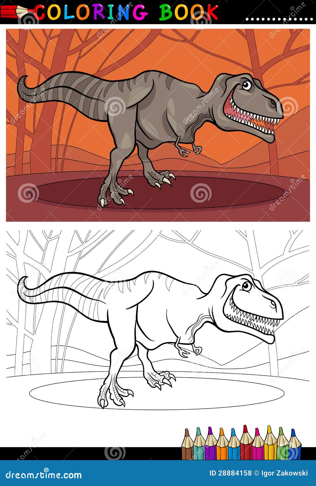 Dinossauro Do Rex Do Tiranossauro Para Colorir Ilustração do Vetor