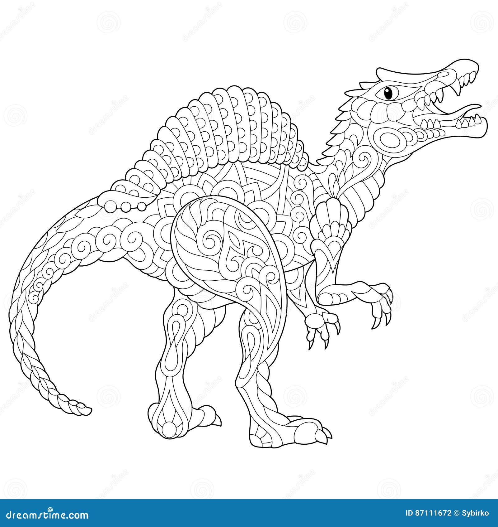 Desenho de Estiracossauro. dinossauro do período Cretáceo para colorir