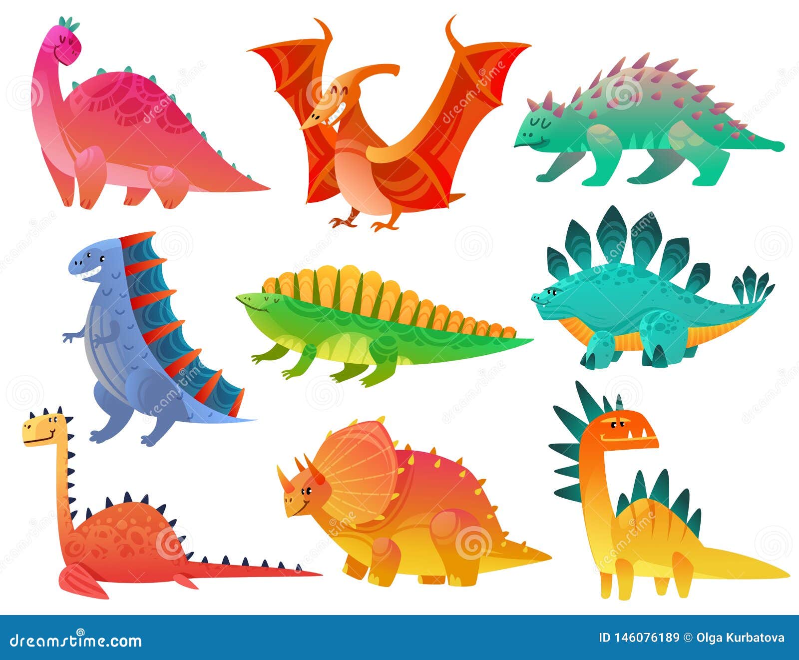 Dino Bonito. Desenhos Animados Bebê Dinossauro Stegosaurus Dragão