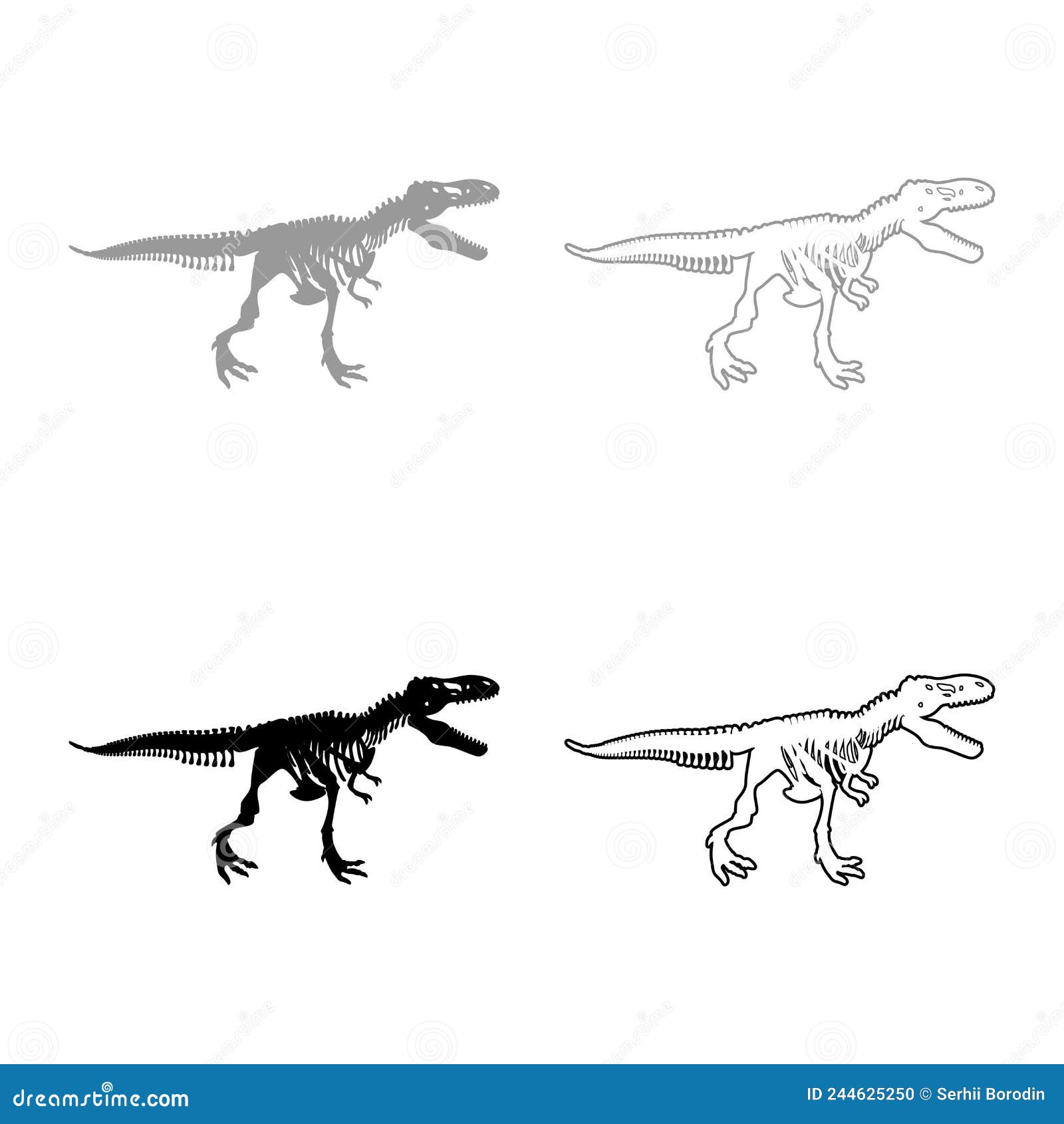 Baixar Vetor De Conjunto De Silhueta De Esqueleto De Dinossauro