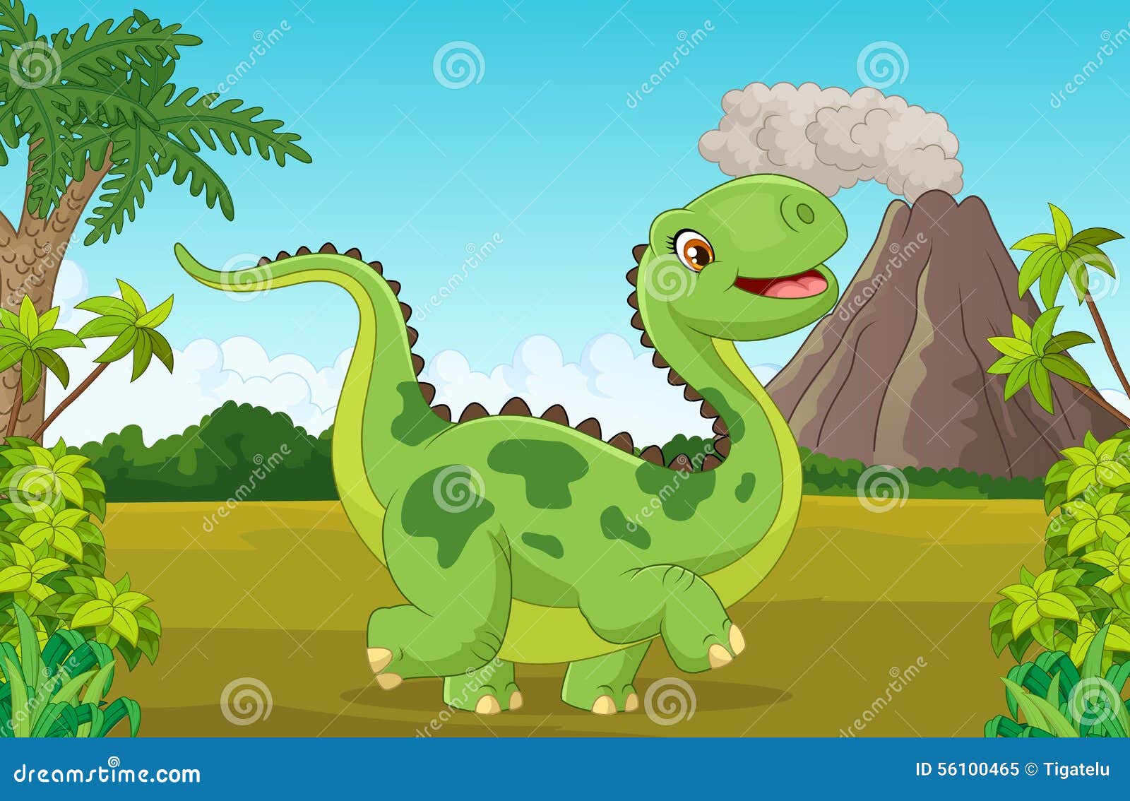 Dinossauro Gigante na Floresta em Desenho Animado Vetor EPS [download] -  Designi