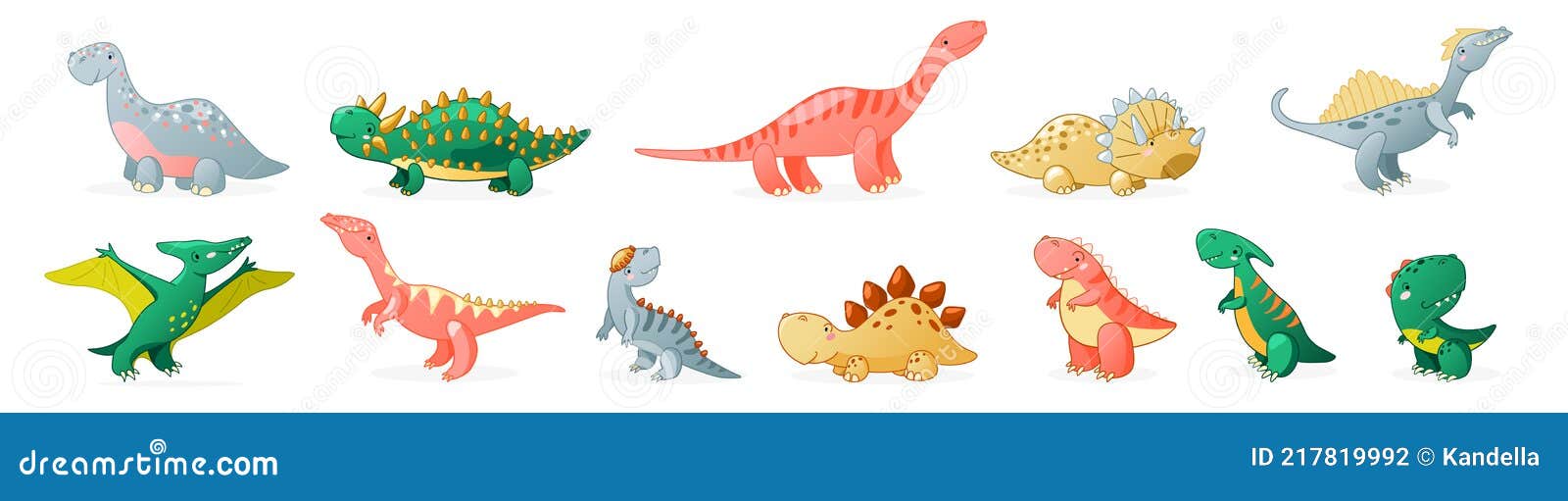 design de ilustração de desenho animado de dinossauro fofo