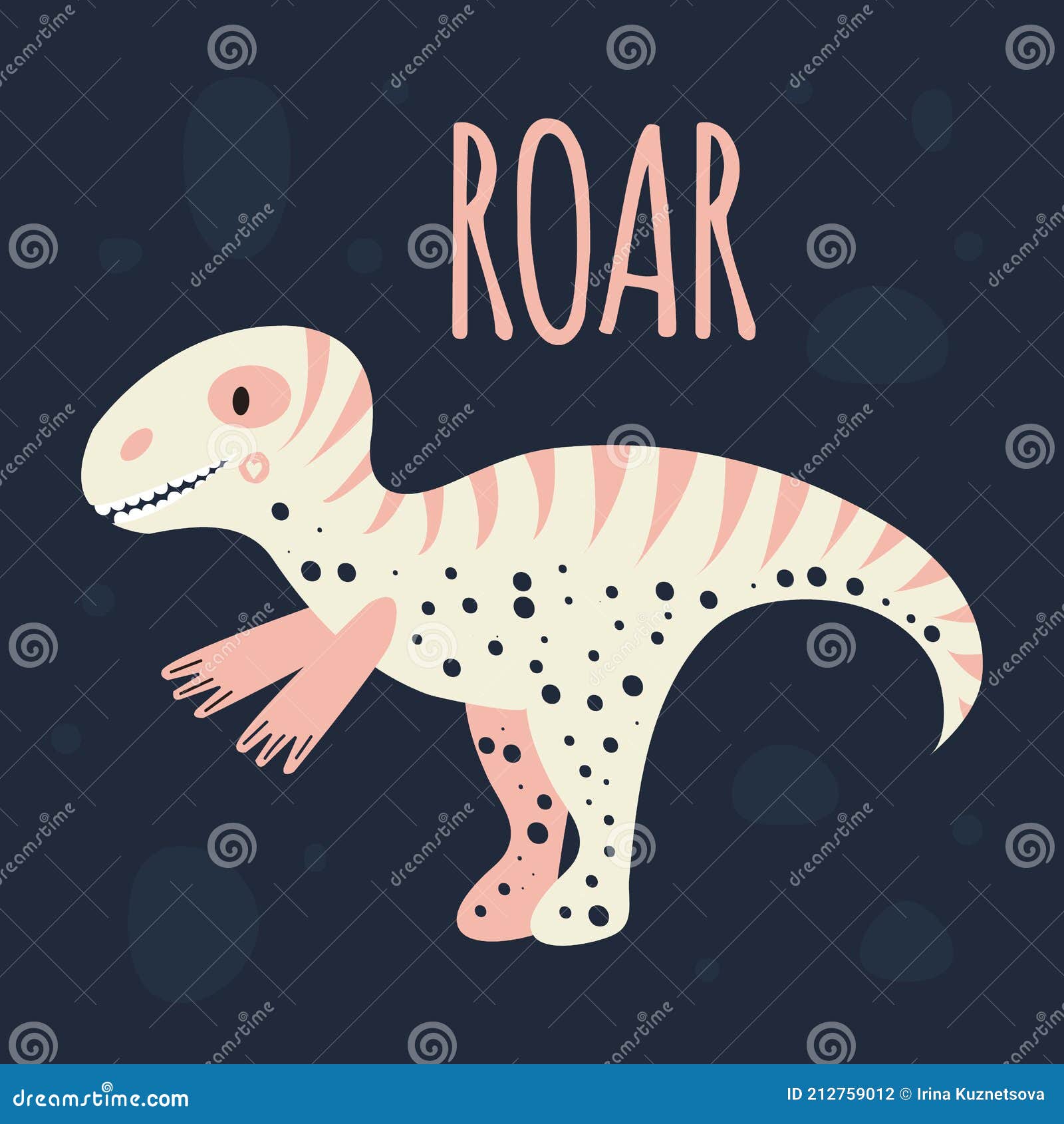 Dinossauro Fofo. Imprimir Para Cartaz Infantil Com Barra De Texto. Rosa E  Branco Sobre Fundo Azul Escuro Ilustração Stock - Ilustração de cartaz,  rabisco: 212759012