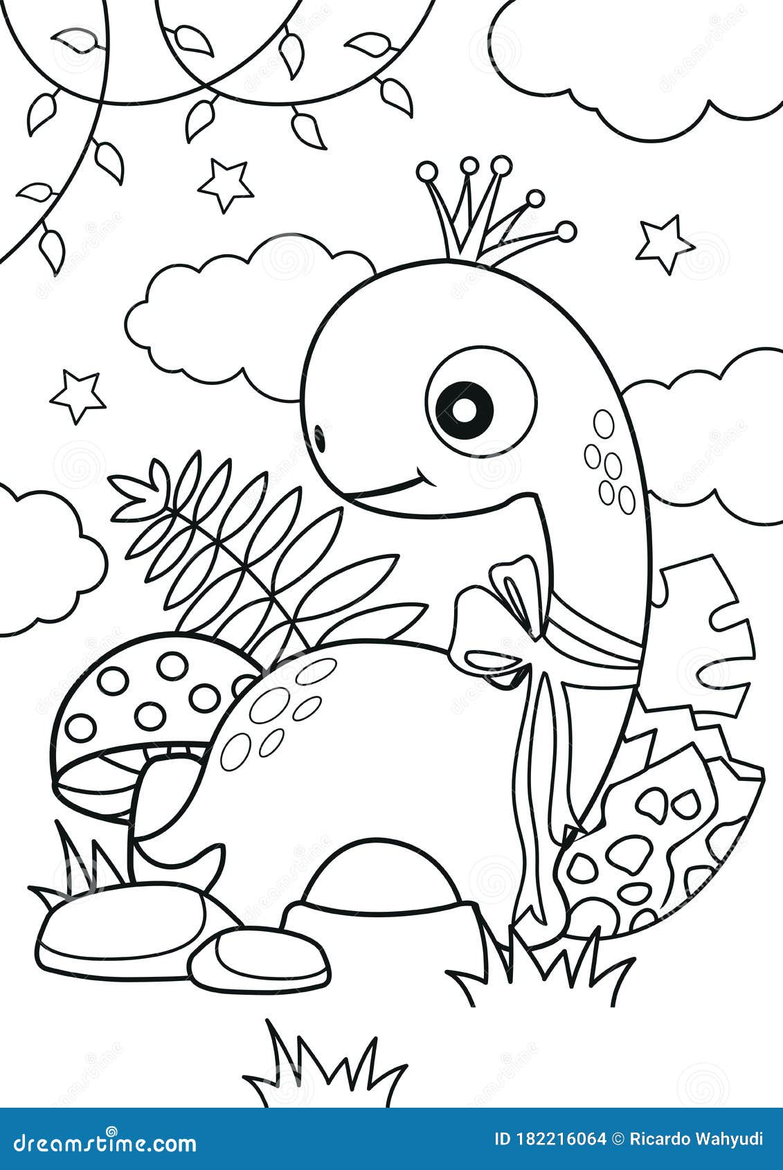 Desenho de dinossauro kawaii para colorir