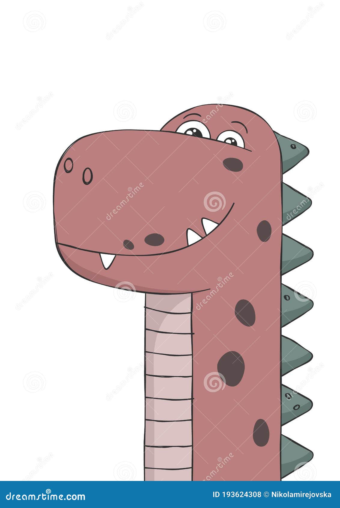 Personagem De Desenho Animado De Dinossauro Rosa-fofo Ilustração