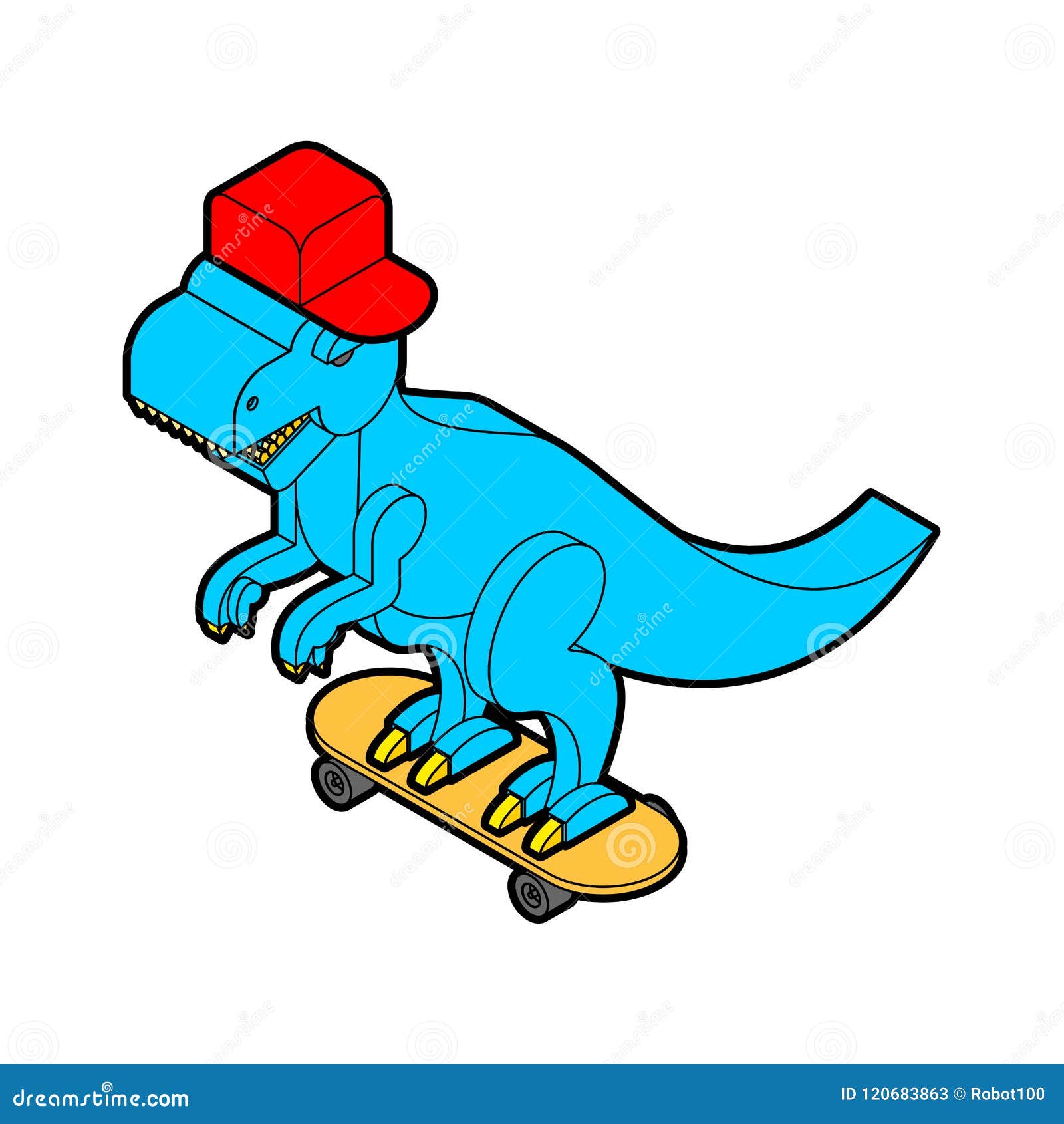 Tyrannosaurus Rex Dinossauro Skate Desenho Animado Estilo