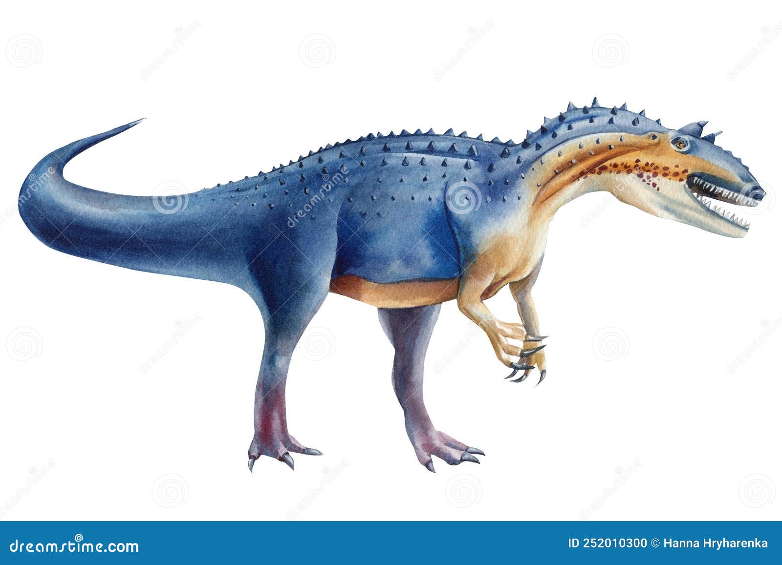 Dinossauro Realista De Aquarela Isolado Em Fundo Branco