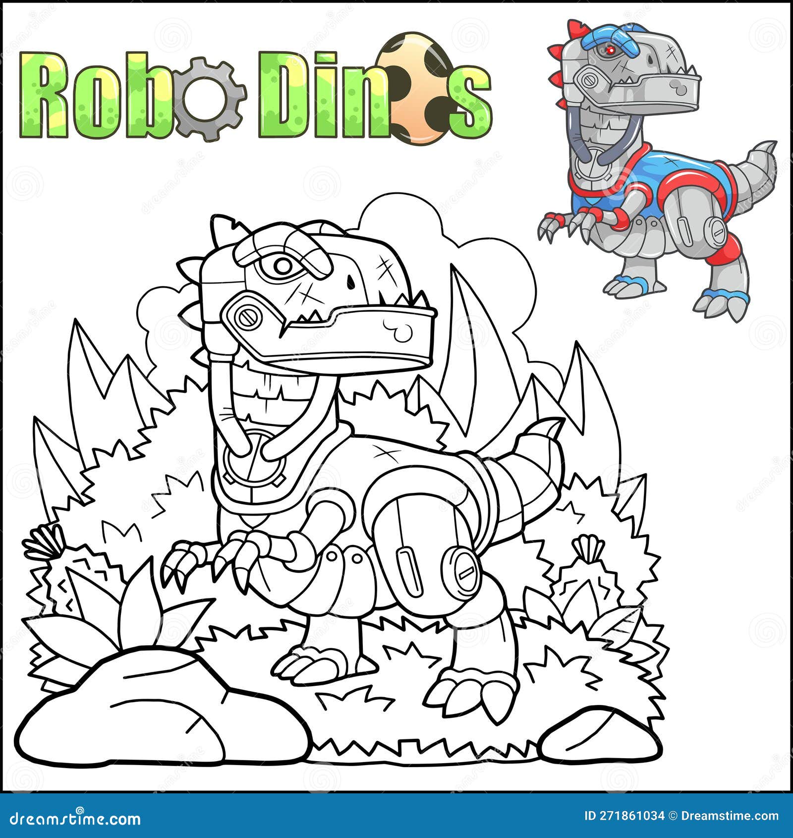 Livro De Colorir De Robôs De Dinossauros De Desenho Animado Para