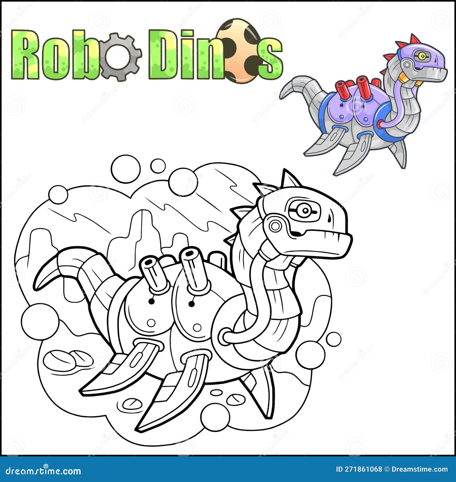 Vetores de Conjunto De Dinossauros De Desenho Animado Para Colorir