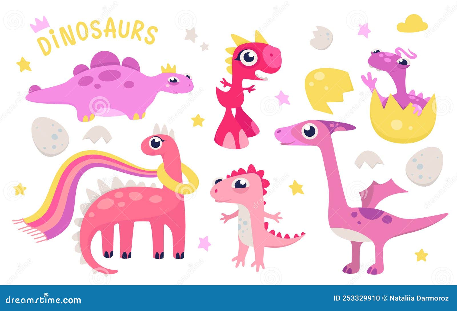Ilustração em vetor de dinossauro rosa ilustração em vetor