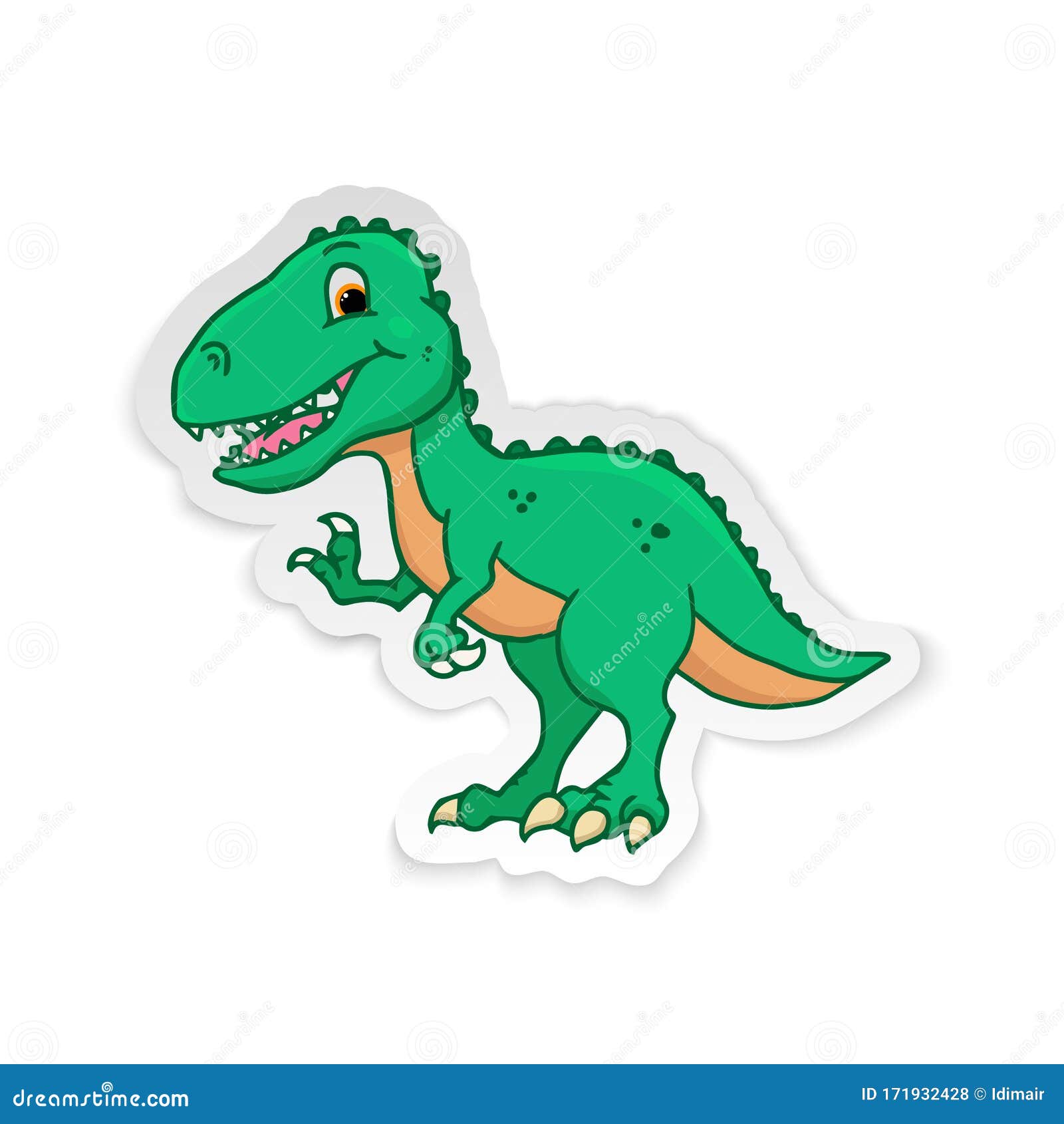 Tyrannosaurus Dinossauro Desenho Animado Personagem Etiqueta Ilustração  imagem vetorial de interactimages© 524521350