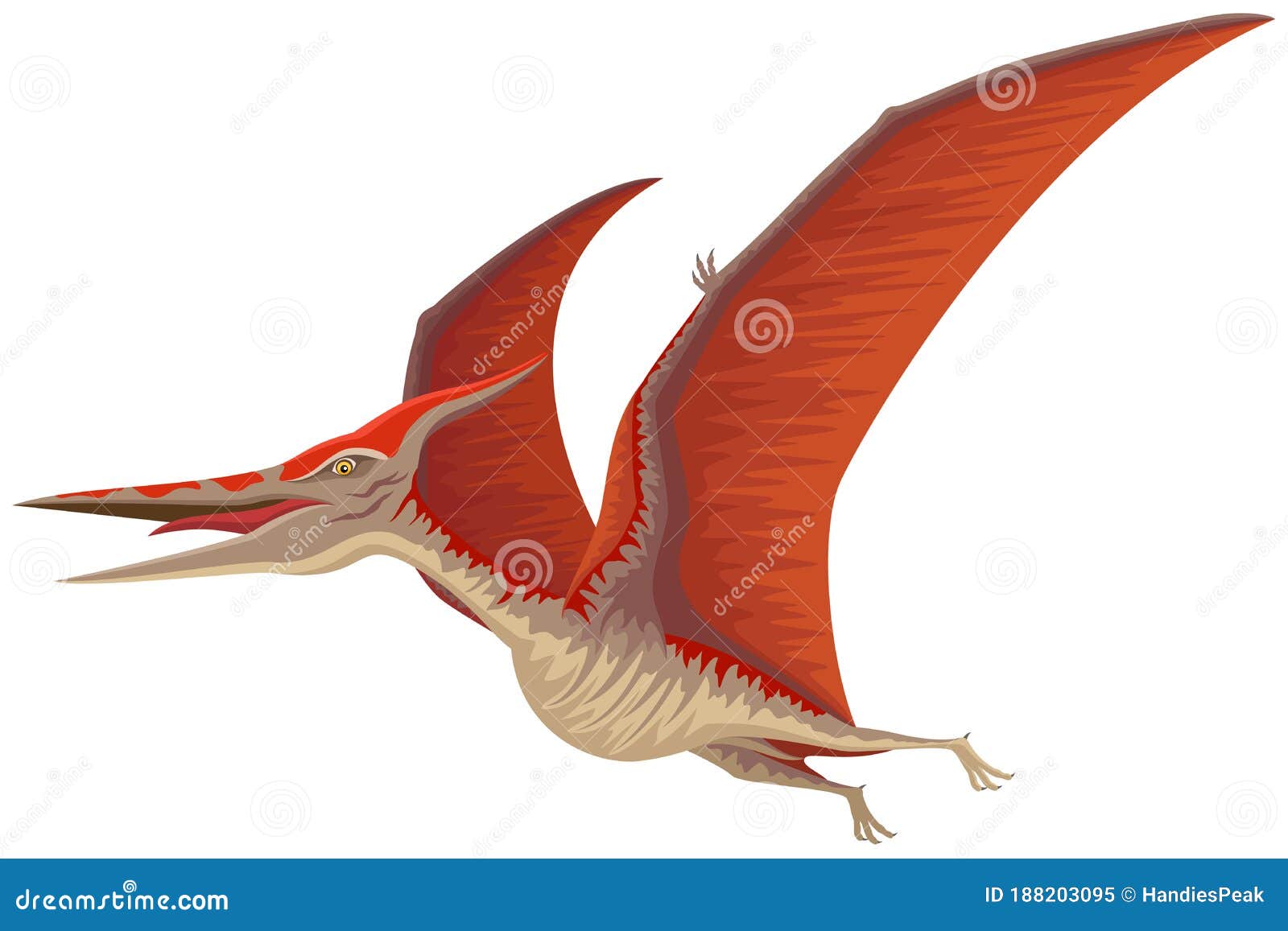 Pterodáctilo Dinossauro Ilustração vetorial . vetor(es) de stock