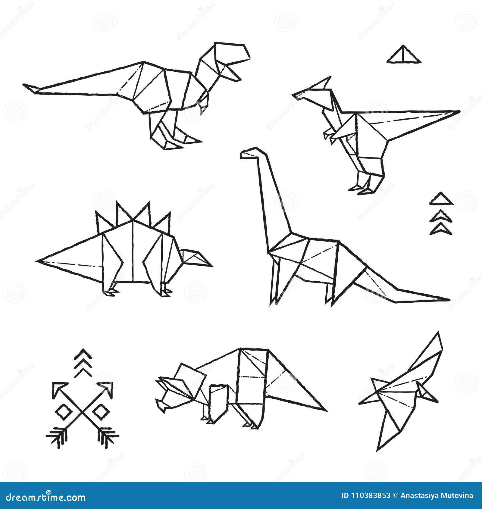 Dinossauro de origami 3d no estilo de gifs animados ilustrador minimalista  canino minimalista