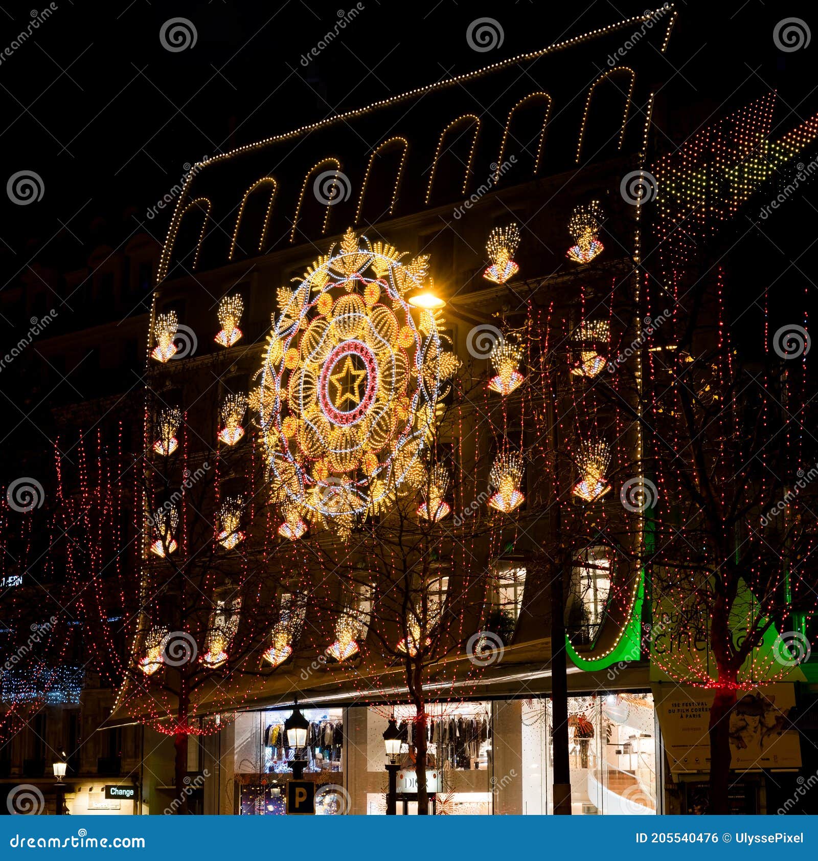 Dior with Christmas Lights on Avenue Des Champs Elysees - Paris