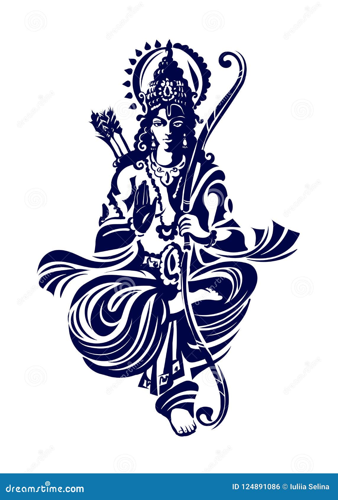 Dios hindú Rama ilustración del vector. Ilustración santo - 124891086