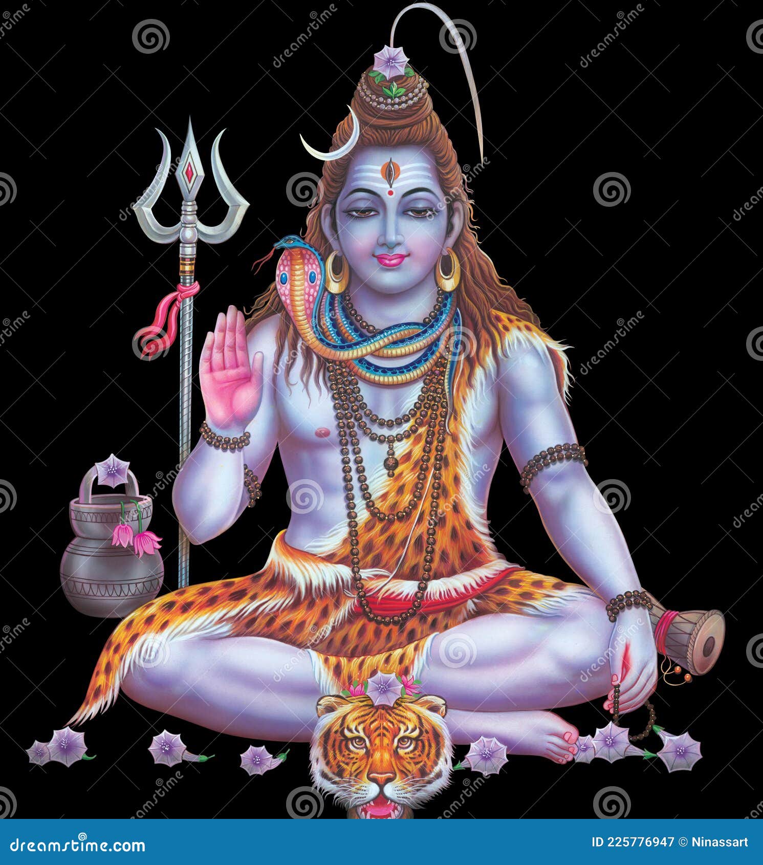 experimental Incorporar progresivo Dios Hindú Shiva Pintura Digital Stock de ilustración - Ilustración de shiva,  dios: 225776947