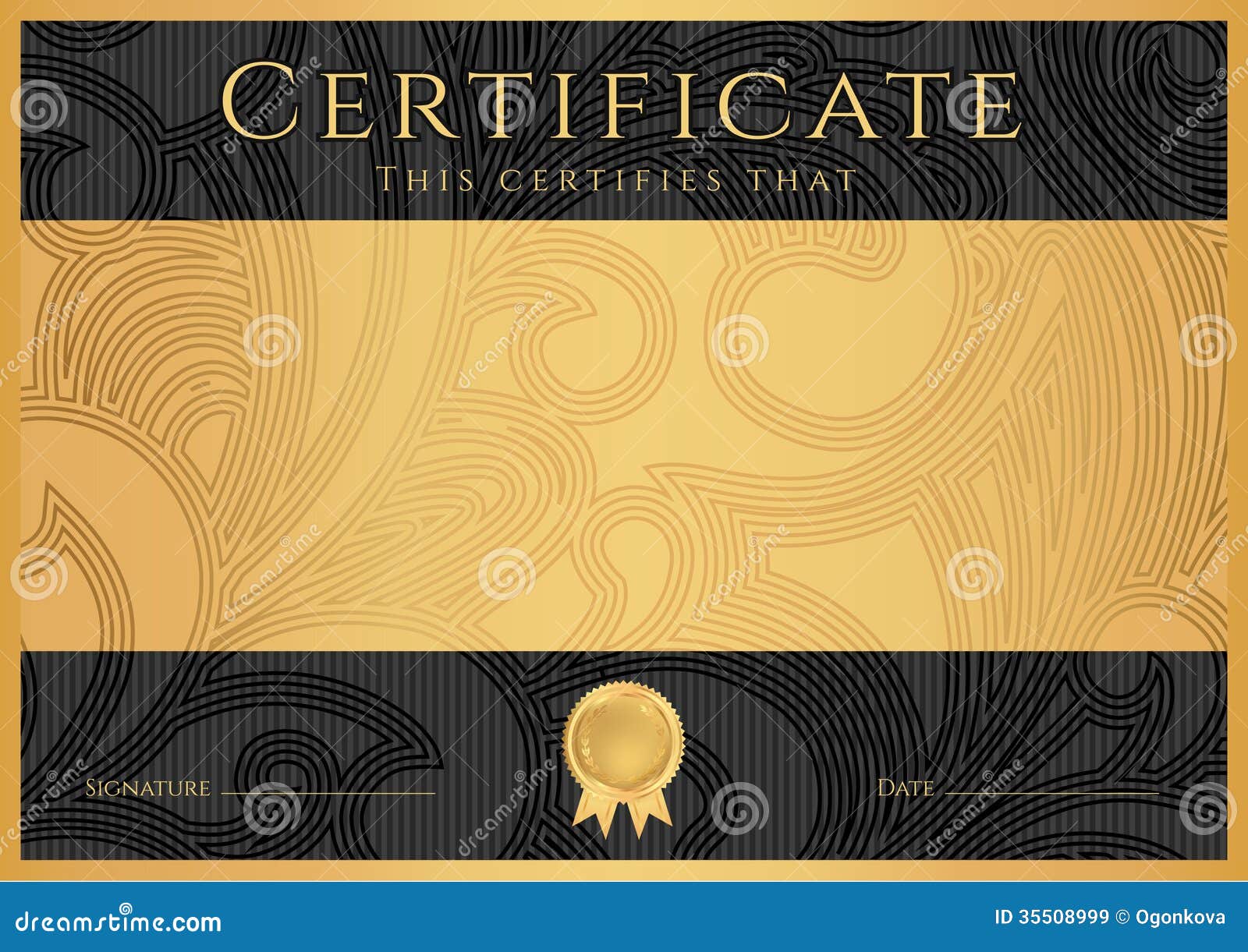 Diploma / Сertificate Award Template. Black Stock Vector Throughout Scroll Certificate Templates