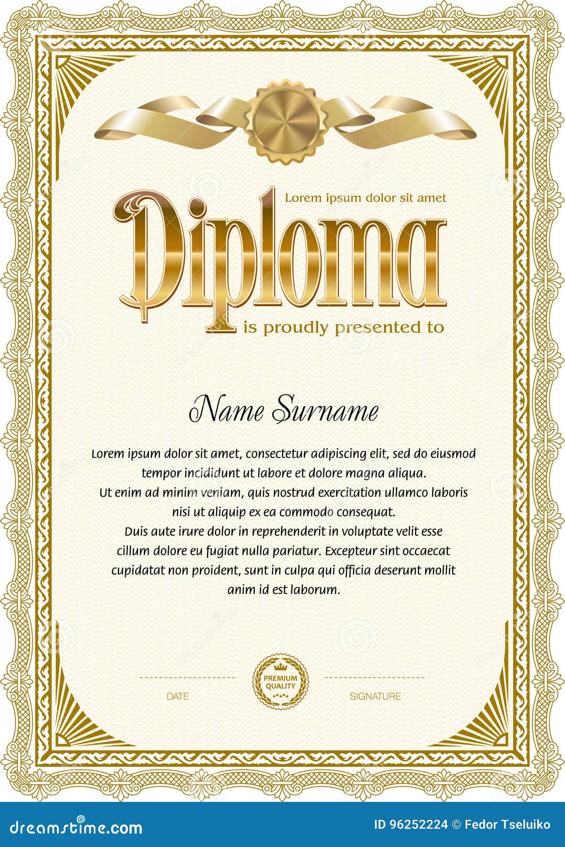 Diploma Blank Template Stock Illustration Illustration Of Blue 96252224