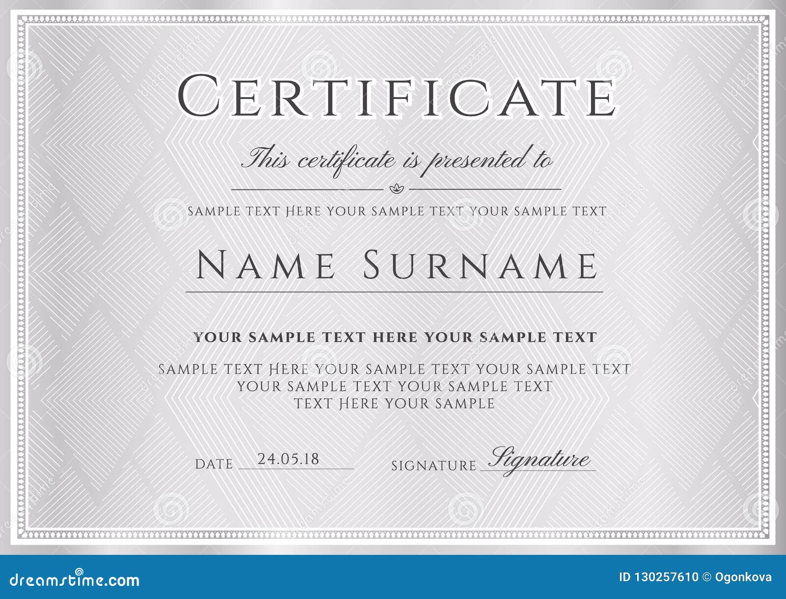 Certificate Vector Template. Formal Silver Border Geometric Throughout Formal Certificate Of Appreciation Template