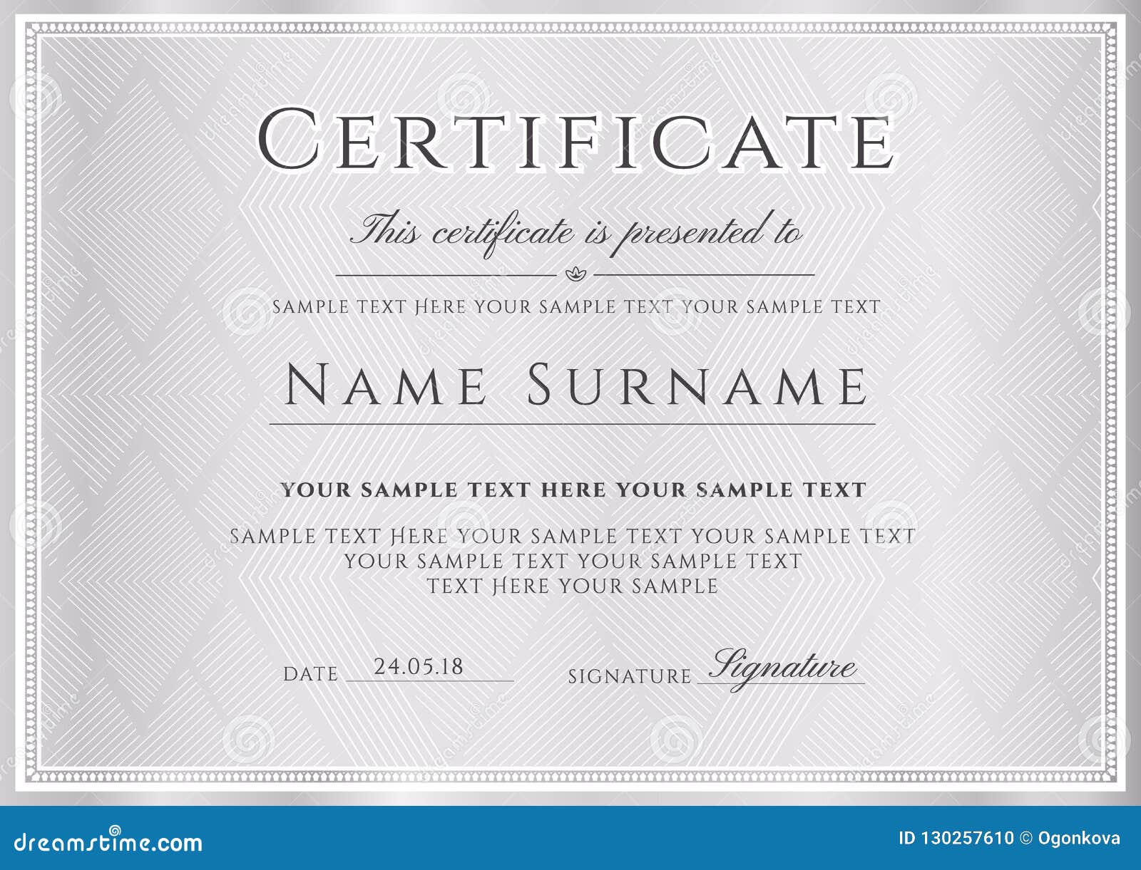 Certificate Vector Template. Formal Silver Border Geometric Inside Formal Certificate Of Appreciation Template