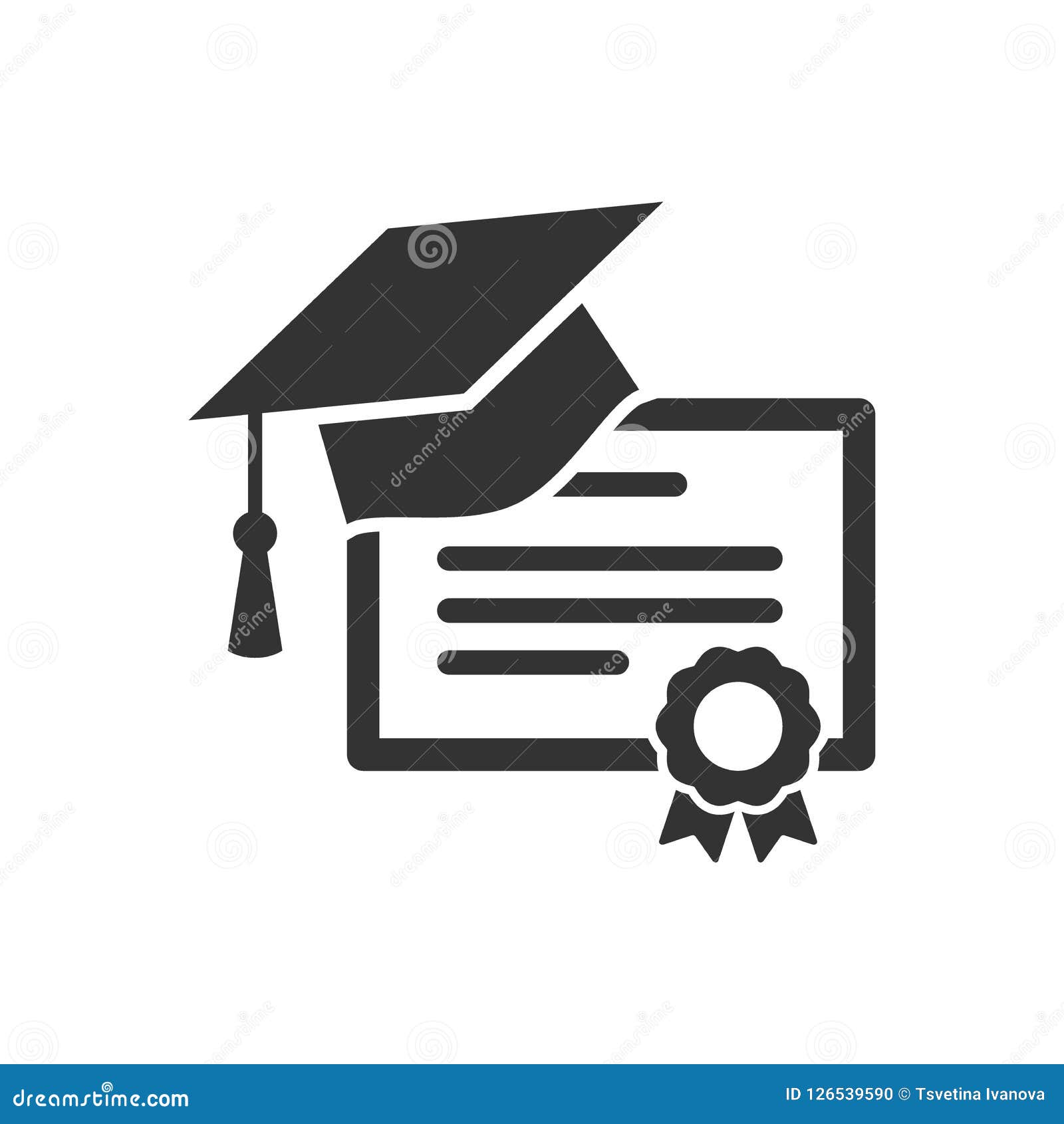 Diploma Certificate And Graduation Cap Icon. Academic Degree Concept
