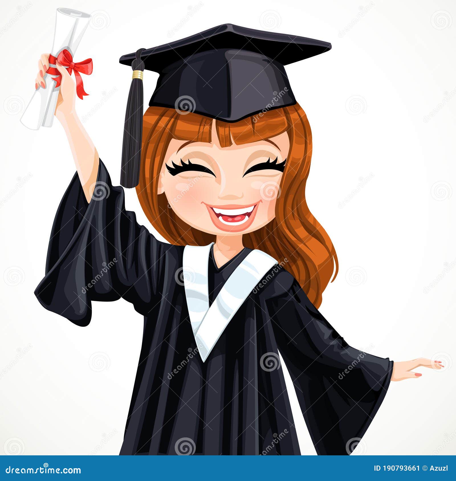 Diploma De Graduación De Chica Feliz Stock ilustración - Ilustración de carrera, historieta: 190793661