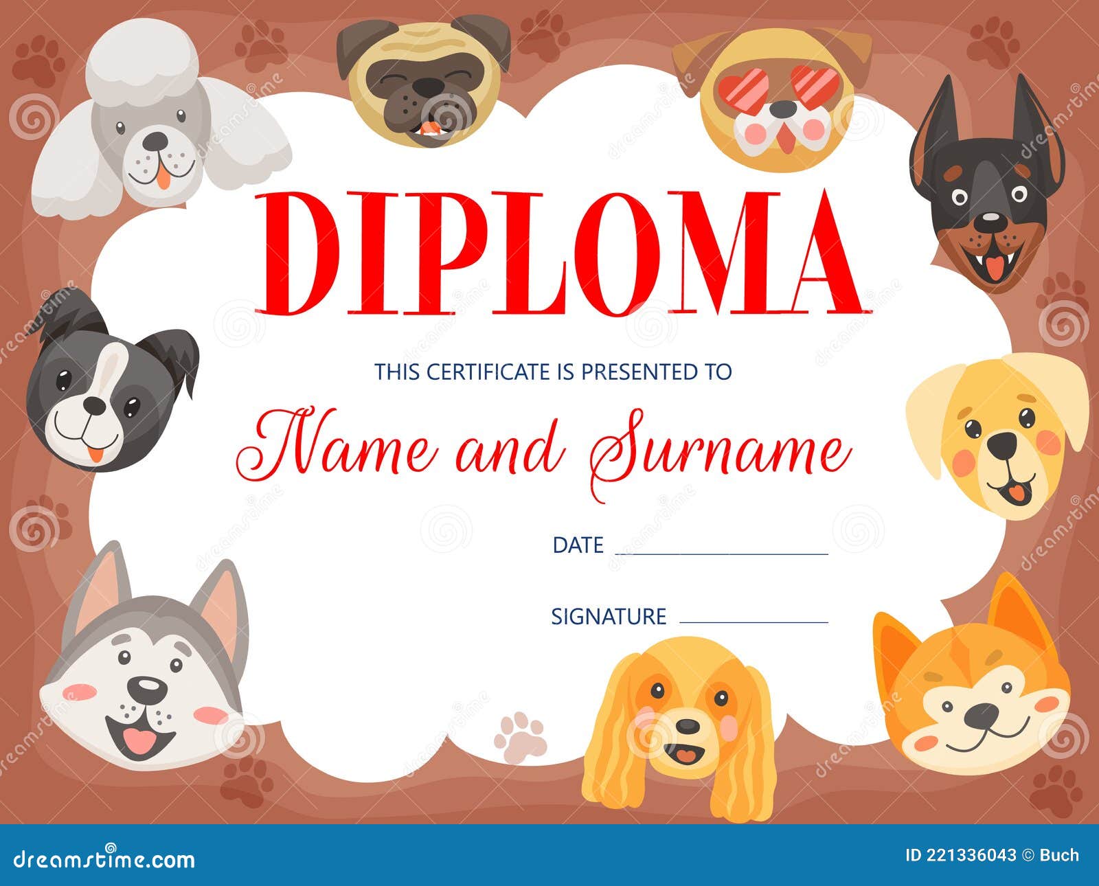 Diploma de crianças com gatos engraçados ou gatinhos, certificado