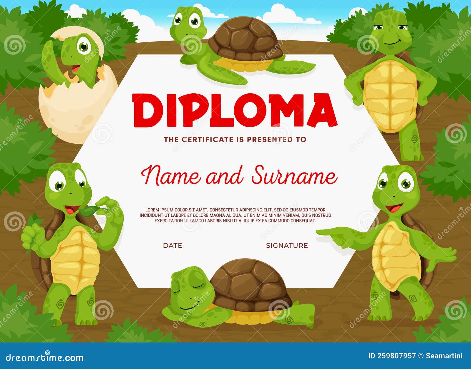 Diploma de crianças com desenhos animados dinossauros vetoriais