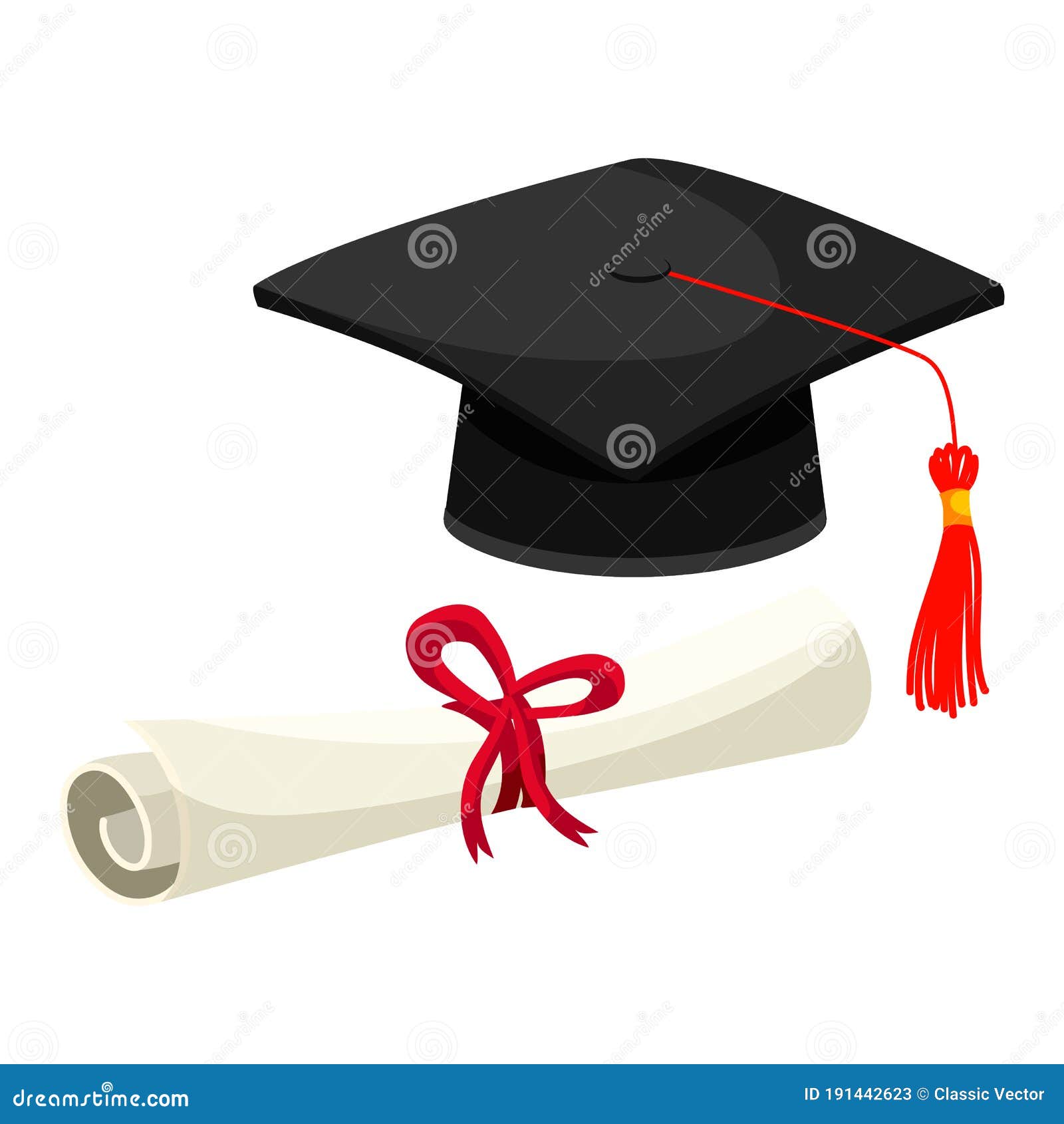 Diploma Roll and Hat with Tassel Set on White Stock Vector ...