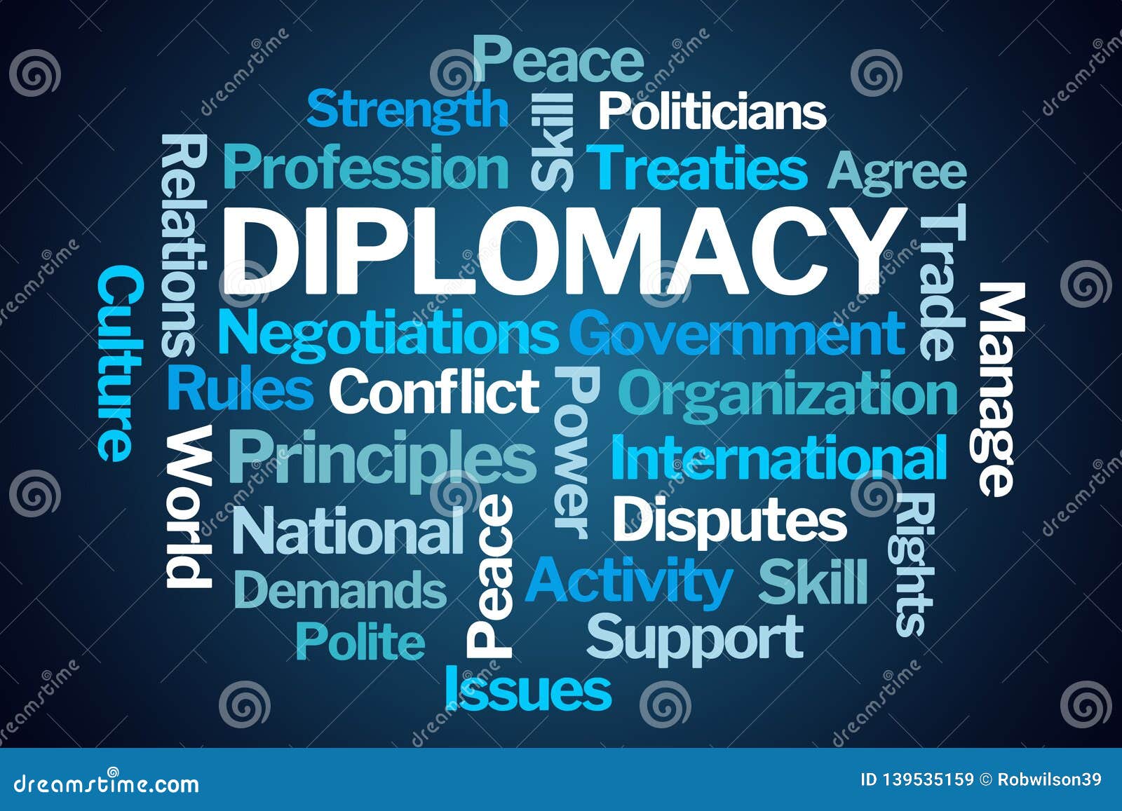 Diplomacy Word Cloud stock illustration. Illustration of national