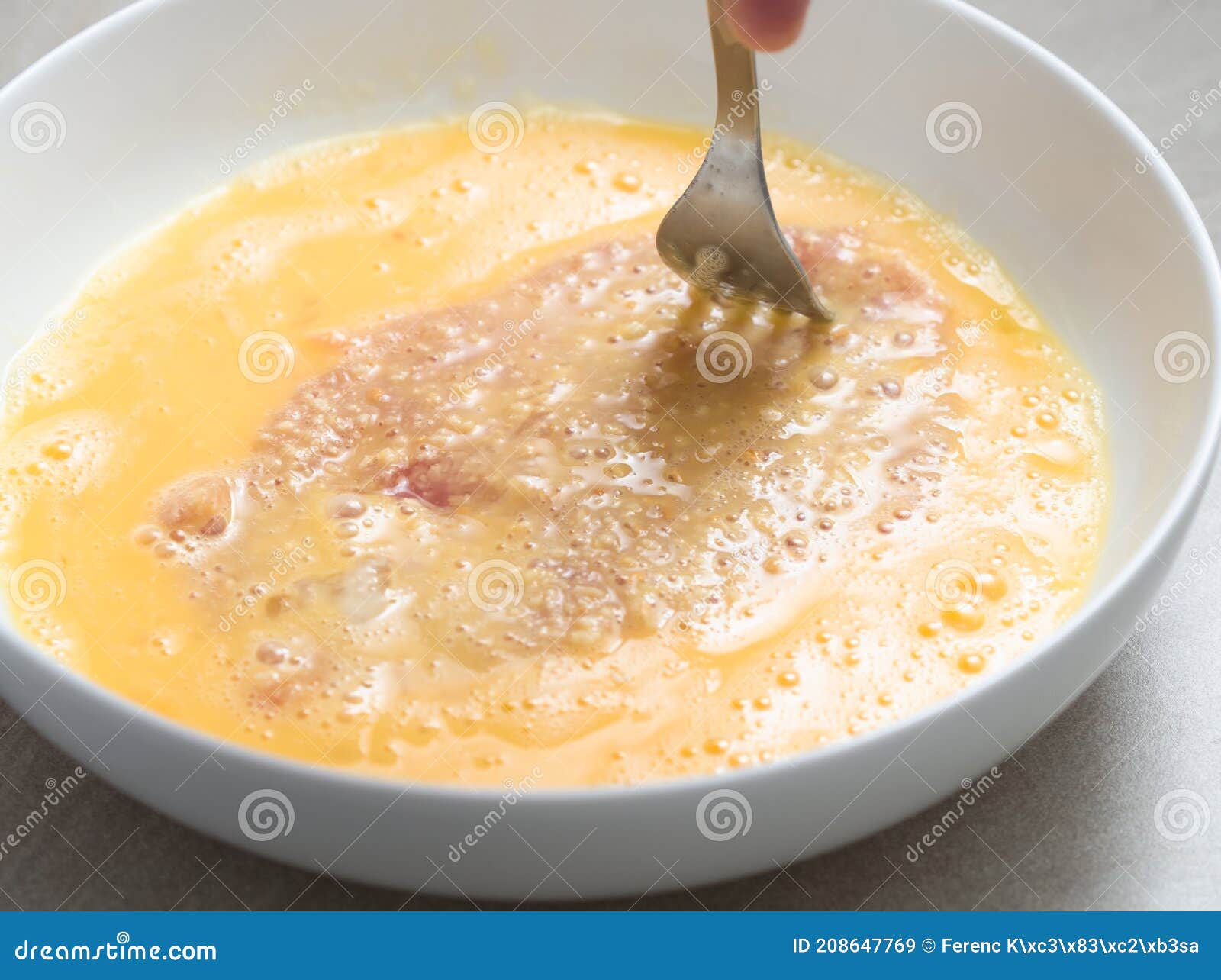 Dipping Meat in Beaten Eggs Stock Image Image of breaded, mixed
