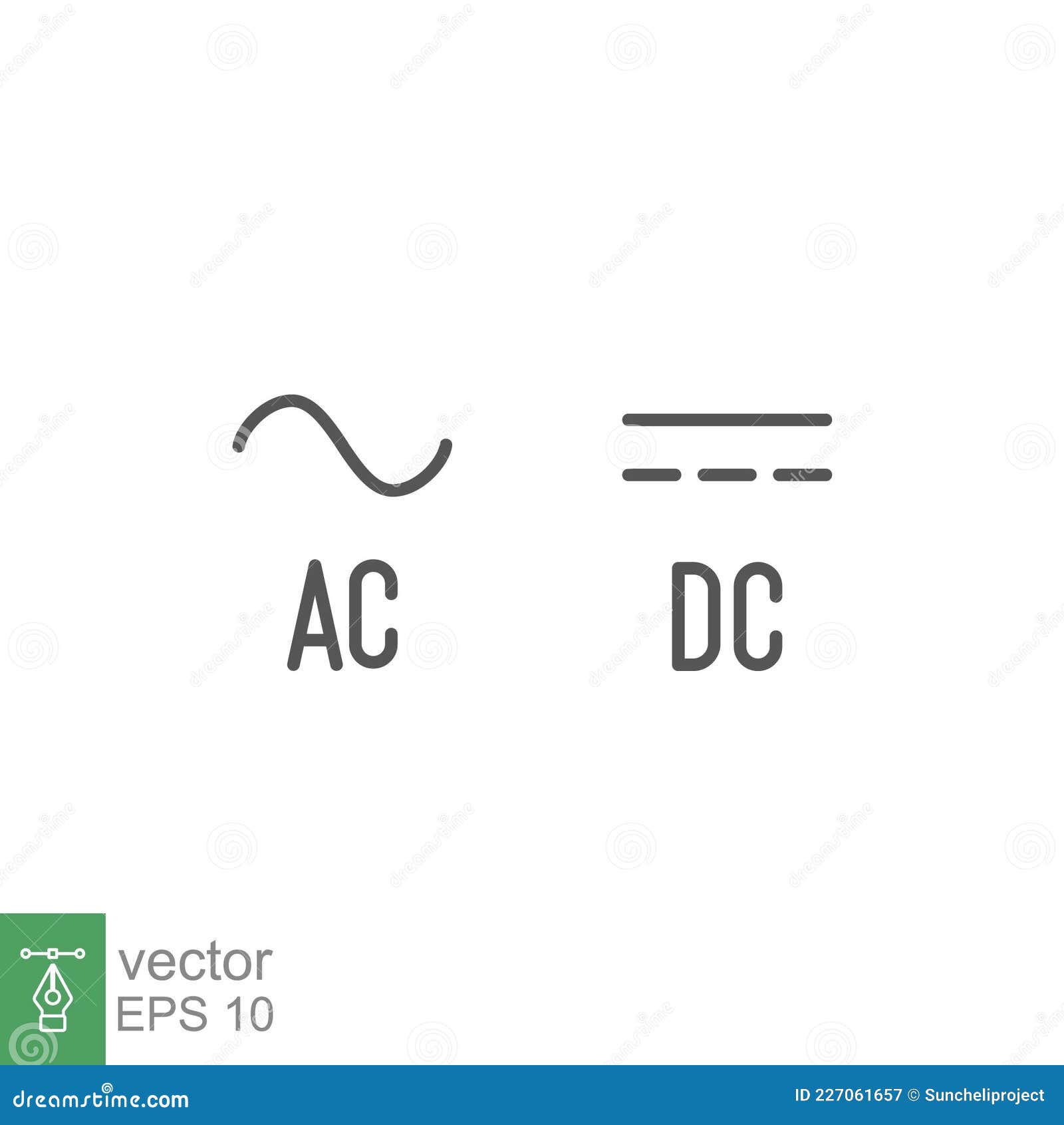 direct and alternating current dc and ac  sign icon