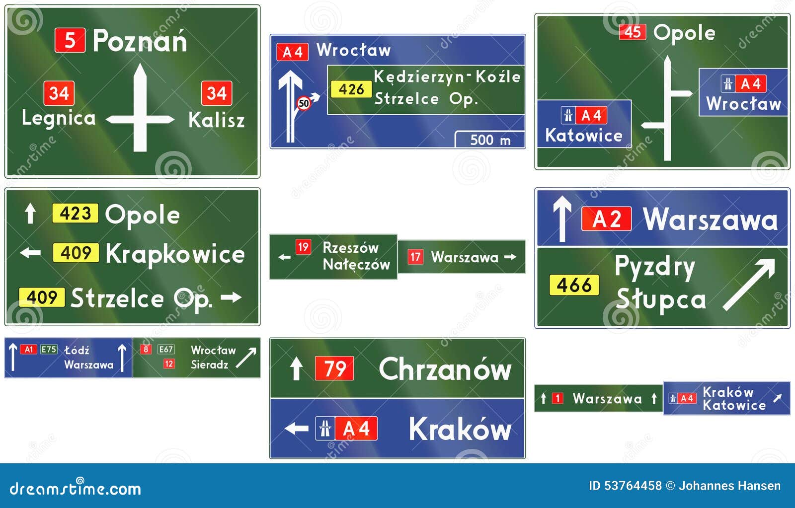 Direction Signs in Poland stock illustration. Illustration of europe
