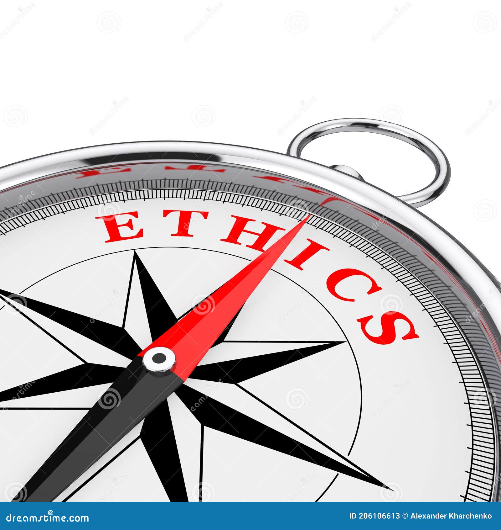 Direction To Ethics Conceptual Compass Closeup. 3d Rendering Stock Illustration Illustration